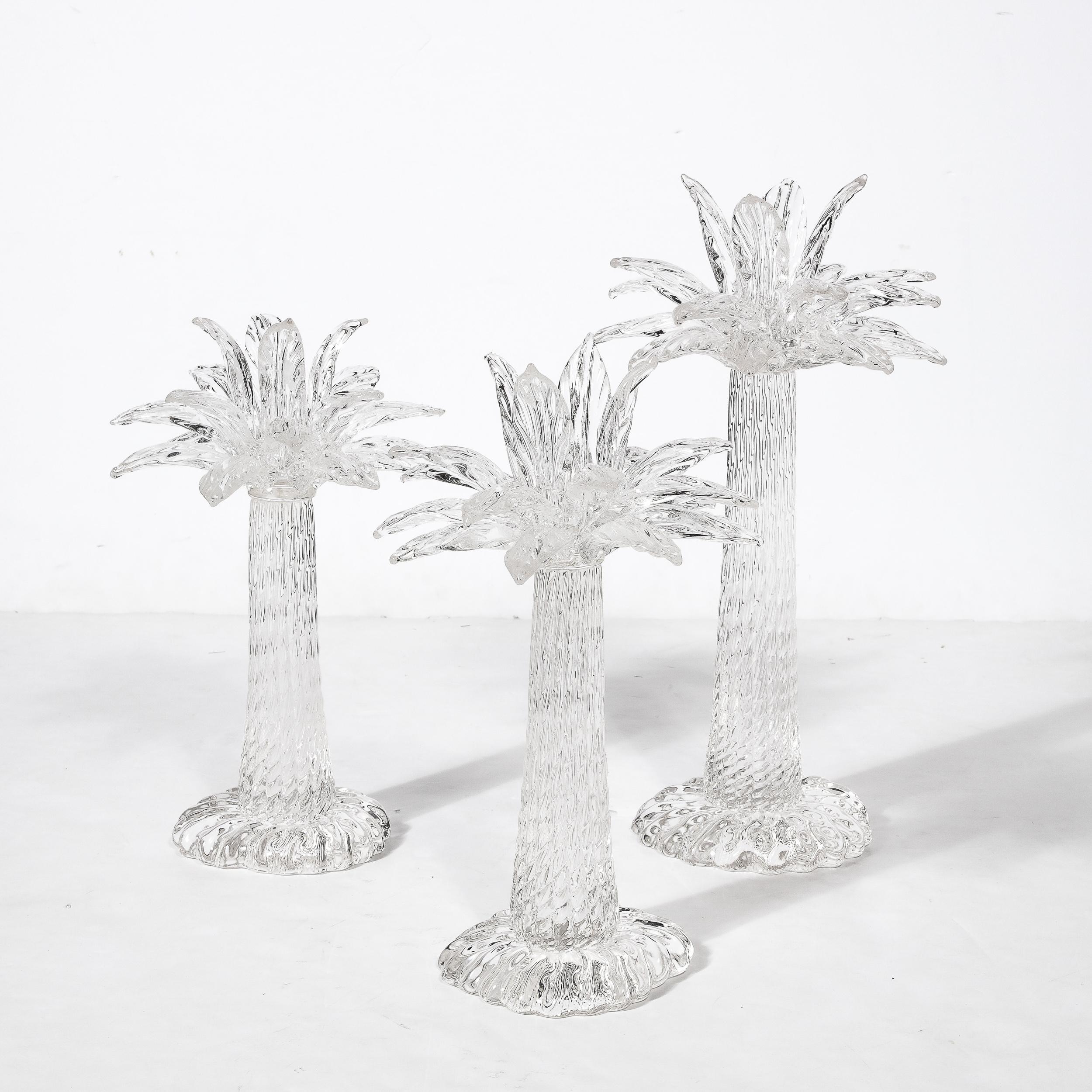 Set of 3 Hand-Blown Murano Glass Palm Tree Candleholders by Seguso for Tiffany  6