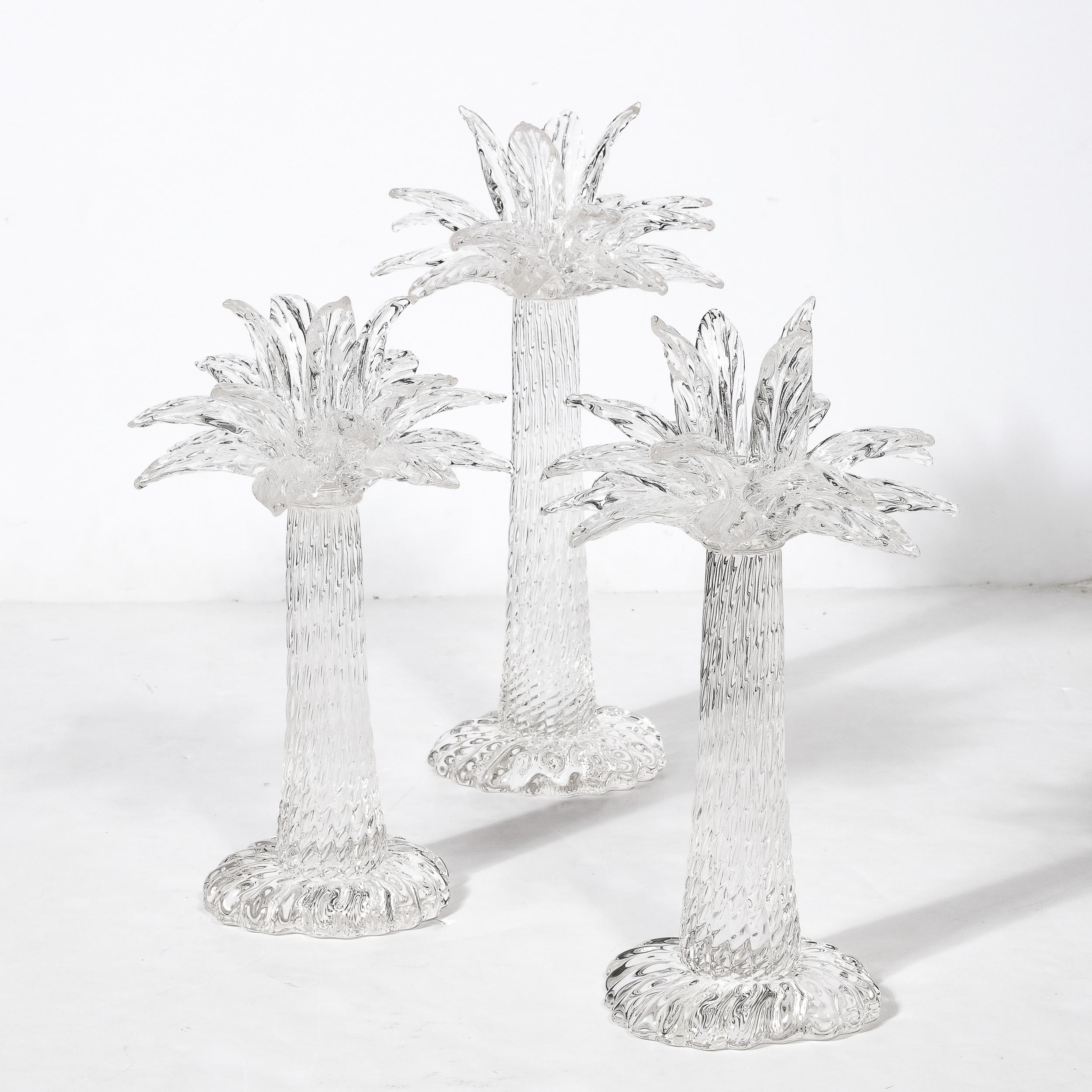 Set of 3 Hand-Blown Murano Glass Palm Tree Candleholders by Seguso for Tiffany  10