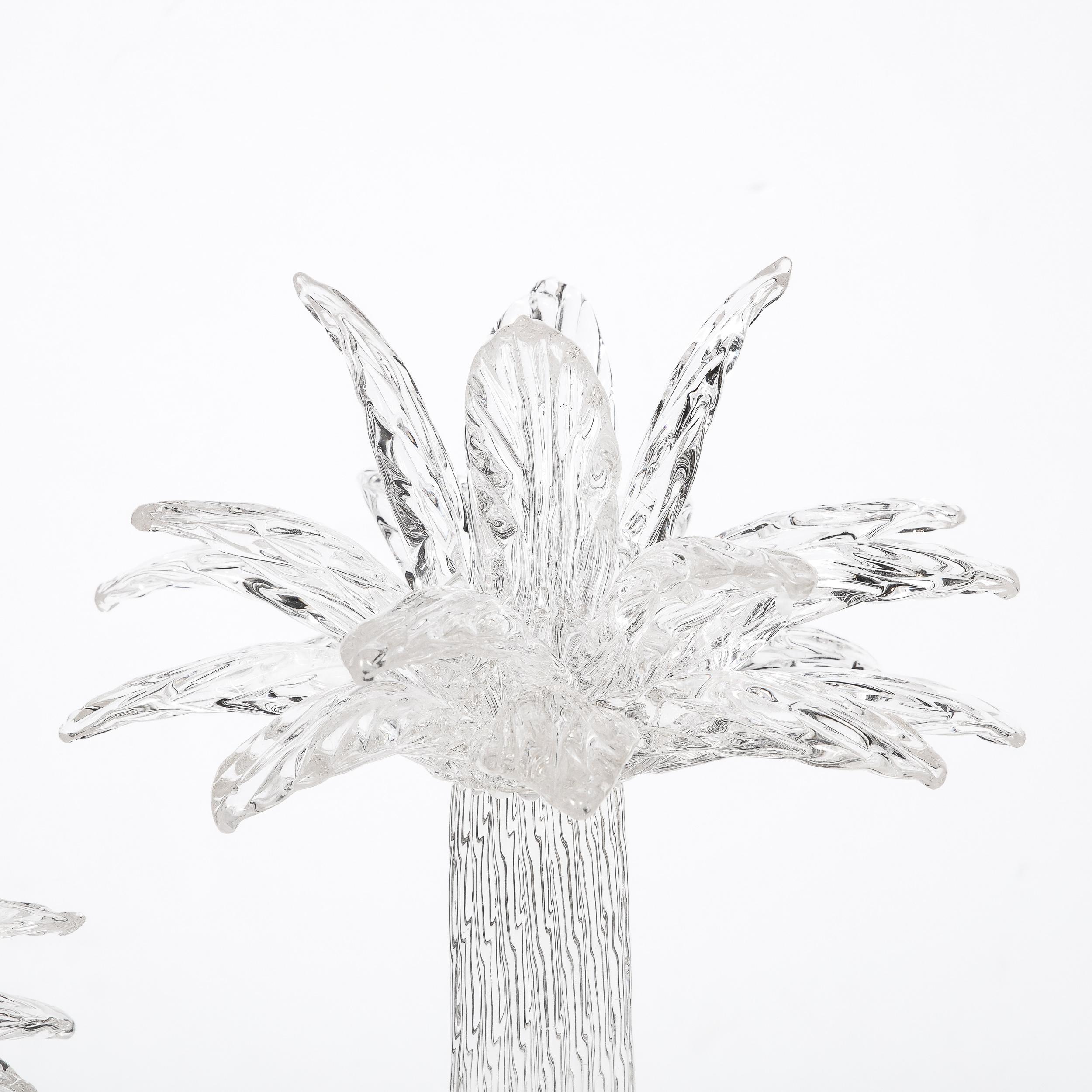 20th Century Set of 3 Hand-Blown Murano Glass Palm Tree Candleholders by Seguso for Tiffany 