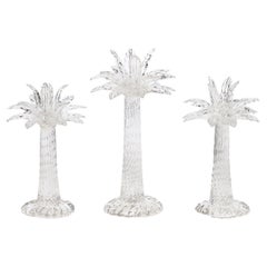 Set of 3 Hand-Blown Murano Glass Palm Tree Candleholders by Seguso for Tiffany 