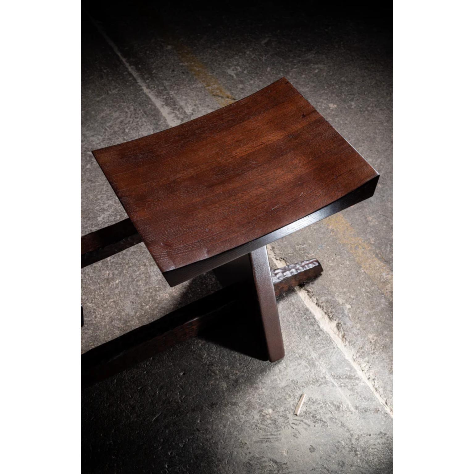 Contemporary Set Of 3 Hand-Crafted Japanese Style Stools in Solid Oak by No Age Studio For Sale