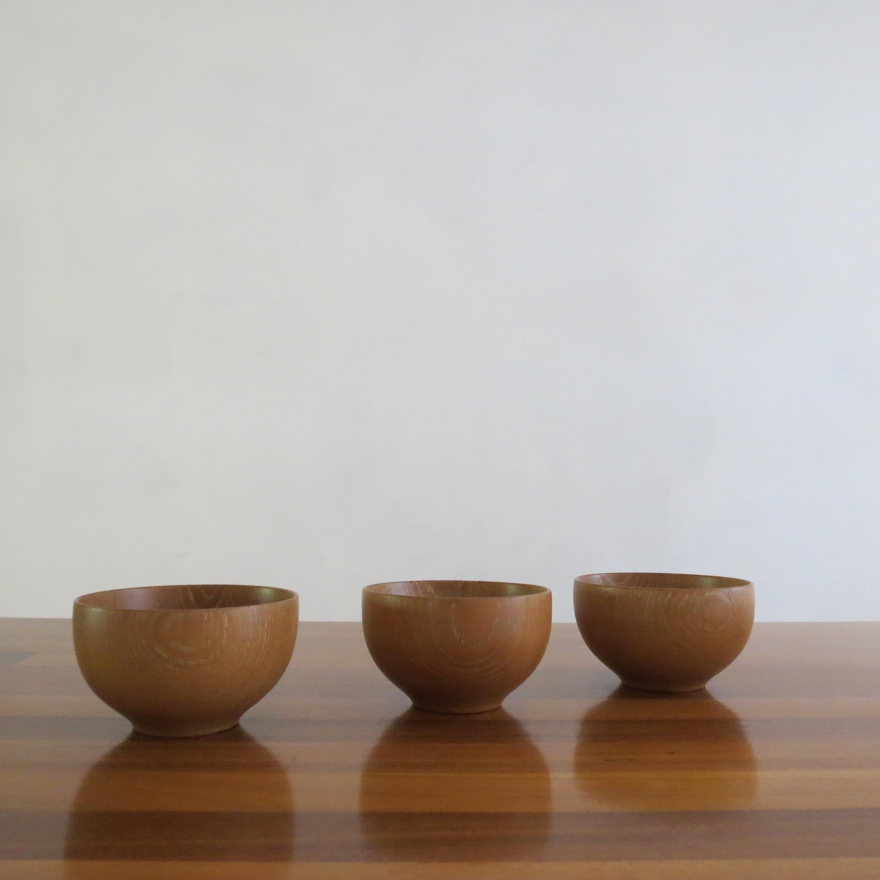 Set of 3 Hand Produced 1970s Wooden Ash Bowls For Sale 10