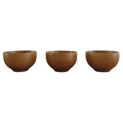 Set of 3 Hand Produced 1970s Wooden Ash Bowls