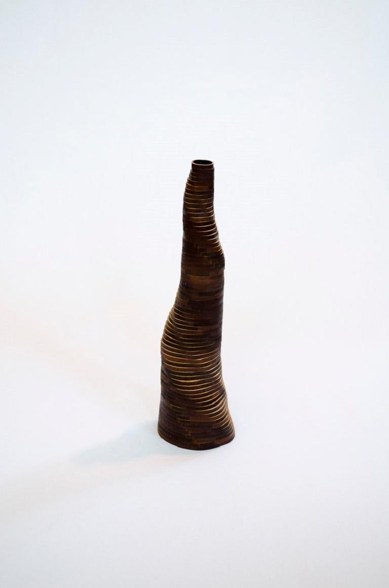Contemporary Set of 3 Handmade Stratum Tempus Burned Bamboo Vase by Daan De Wit For Sale