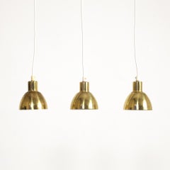 Set of 3 Hans Agne Jakobsson Flora Brass Pendants for Markaryd, Sweden, 1960s