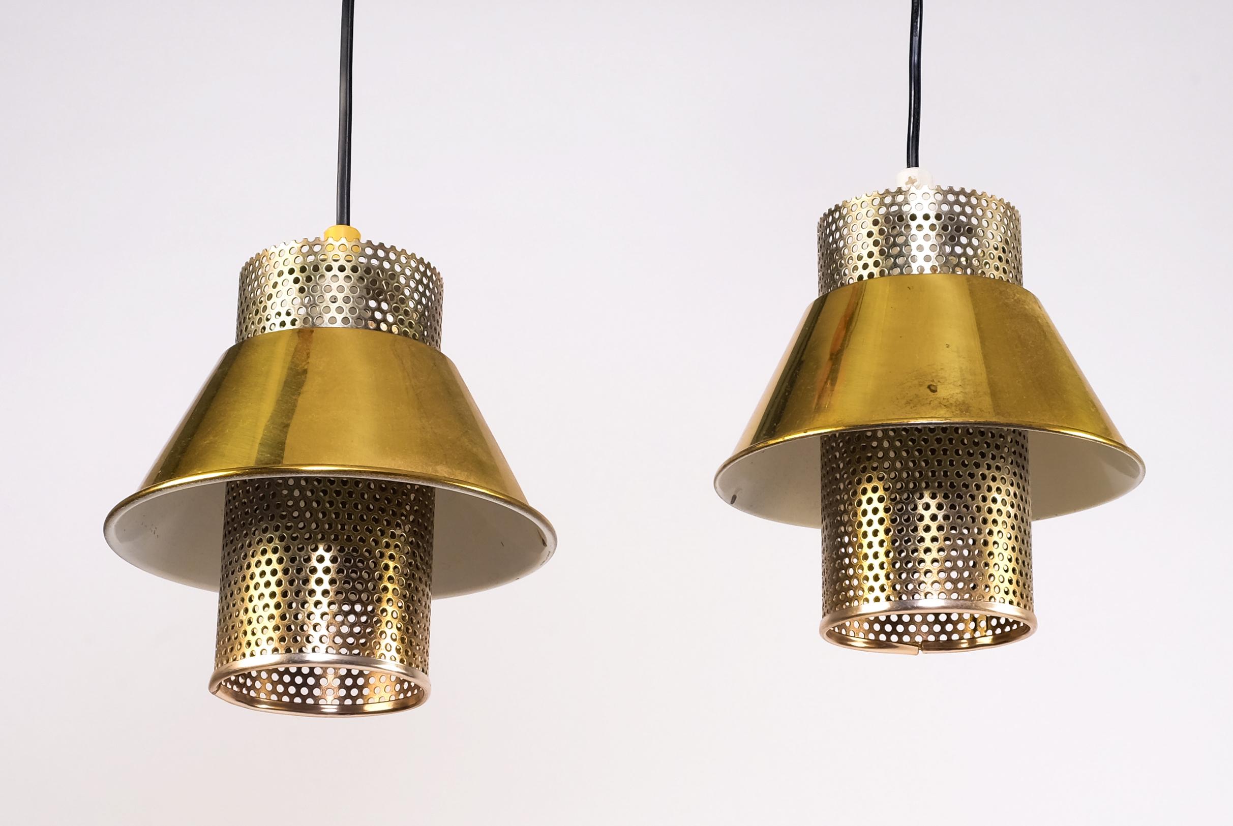 Set of 3 Hans-Agne Jakobsson T-766 Brass Pendants, 1970s In Good Condition For Sale In Stockholm, SE