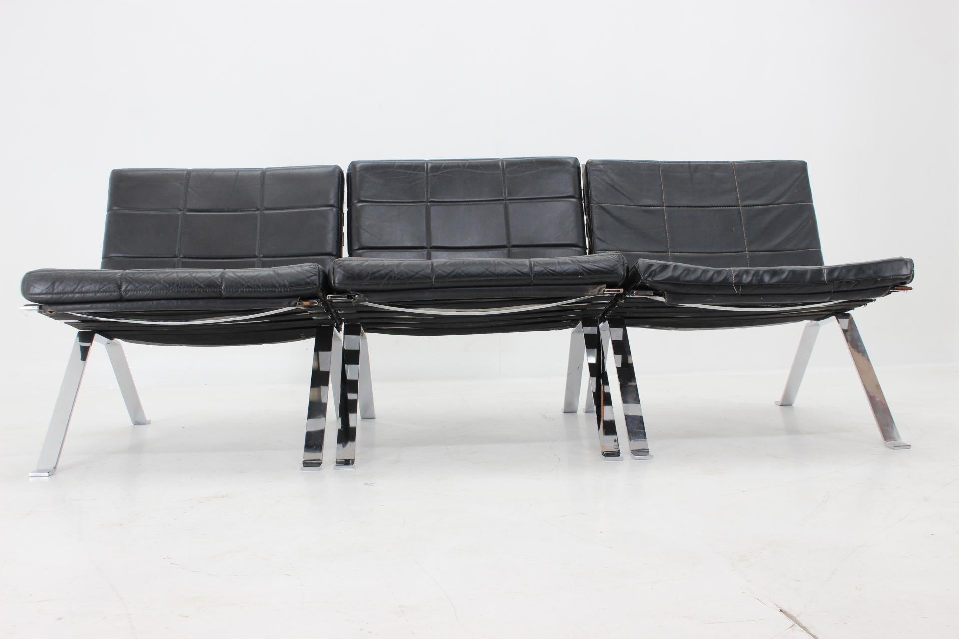 Set of 3 Hans Eichenberger, Girsberger Leather Lounge Chairs, Switzerland 1966 For Sale 4