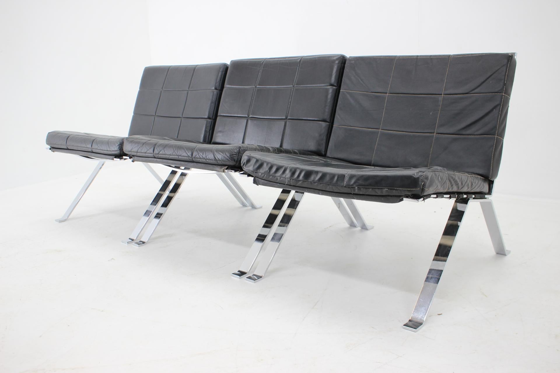 Swiss Set of 3 Hans Eichenberger, Girsberger Leather Lounge Chairs, Switzerland 1966 For Sale