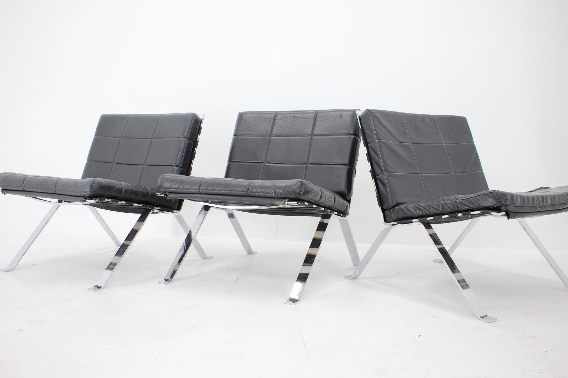 Mid-20th Century Set of 3 Hans Eichenberger, Girsberger Leather Lounge Chairs, Switzerland 1966 For Sale