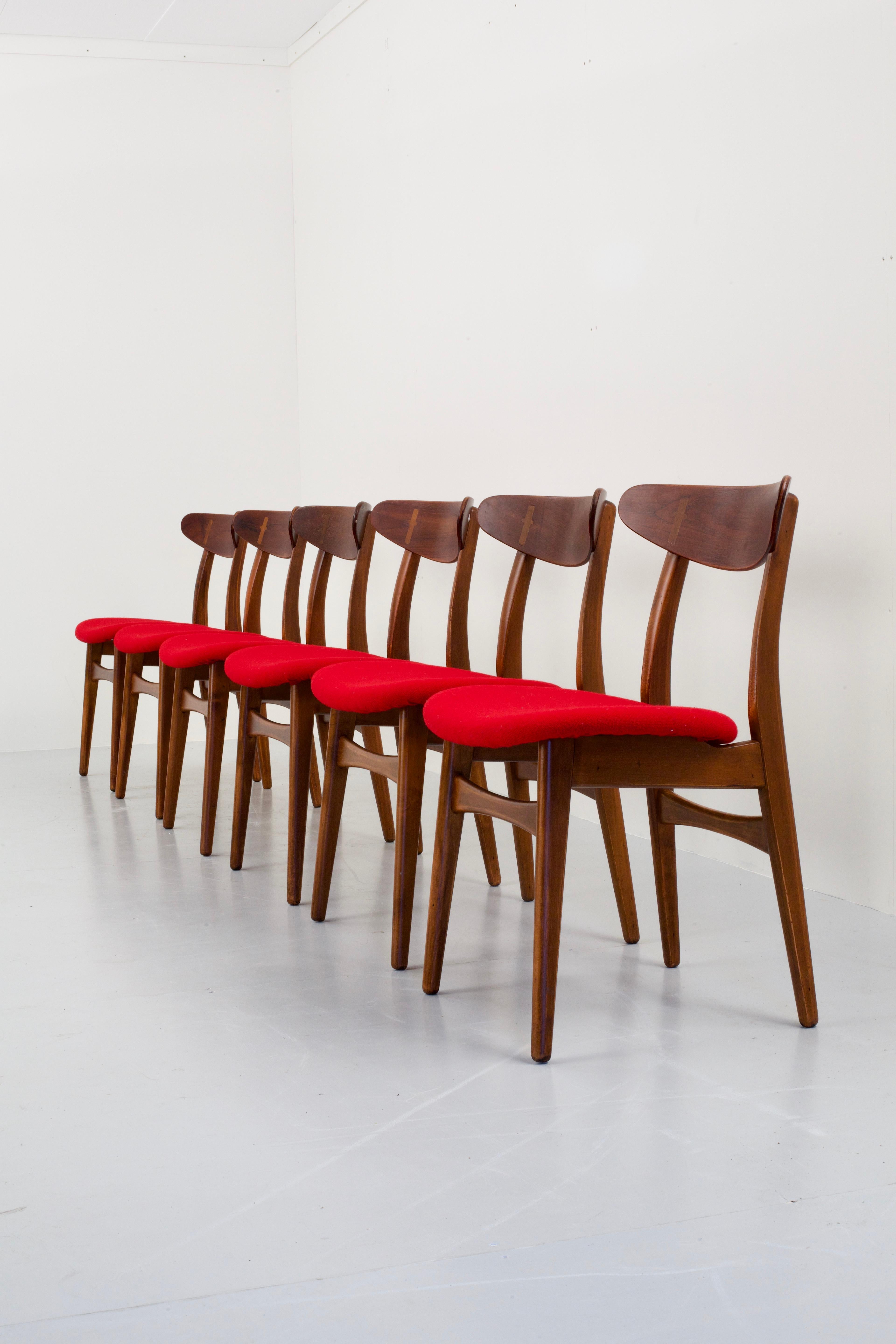 Metà XX secolo Set di 3 sedie Hans Wegner in vendita