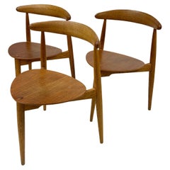 Set of 3 Hans Wegner Fh4103 “Heart” Dining Chairs, 1953