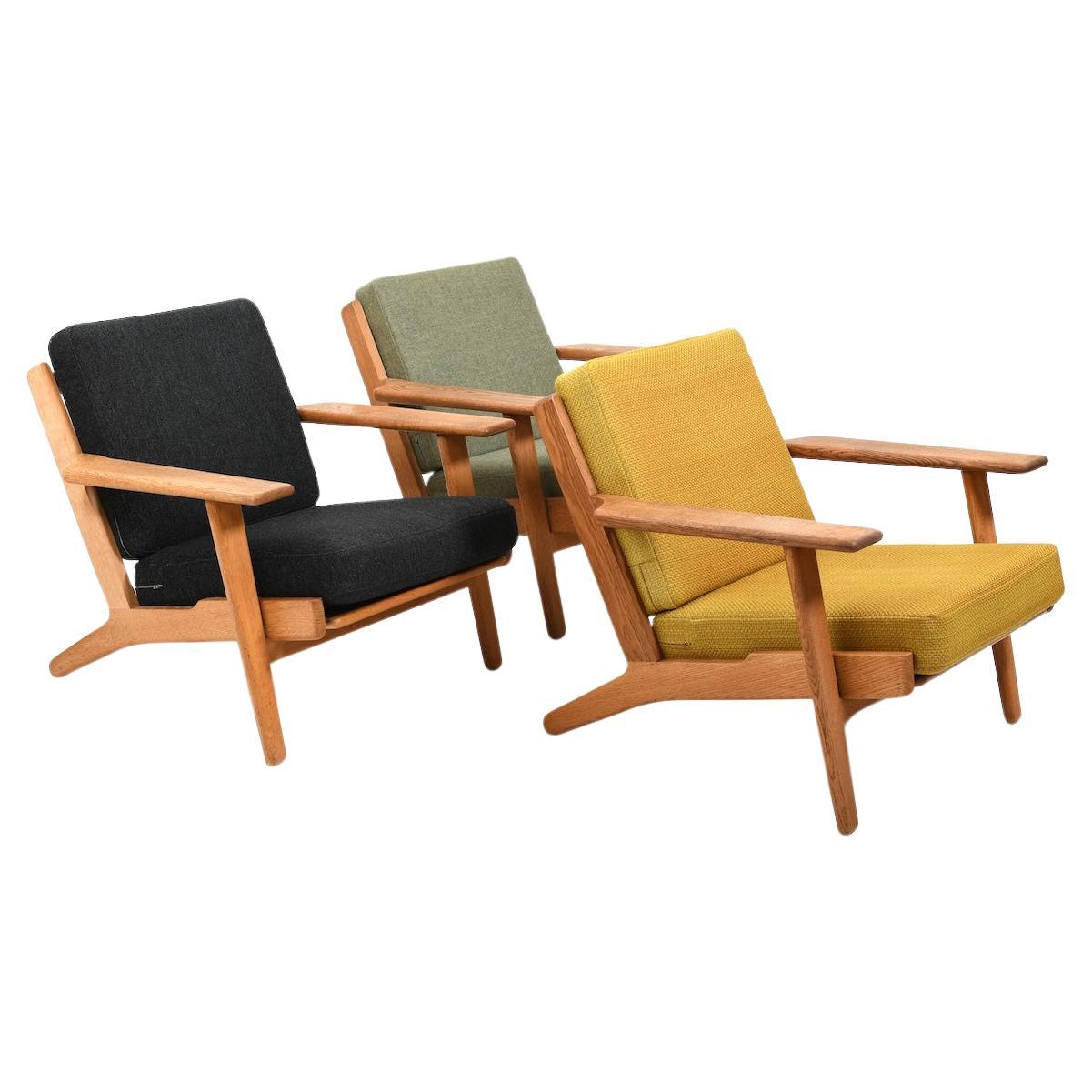 Ensemble de 3 fauteuils Hans Wegner GE-290 1950