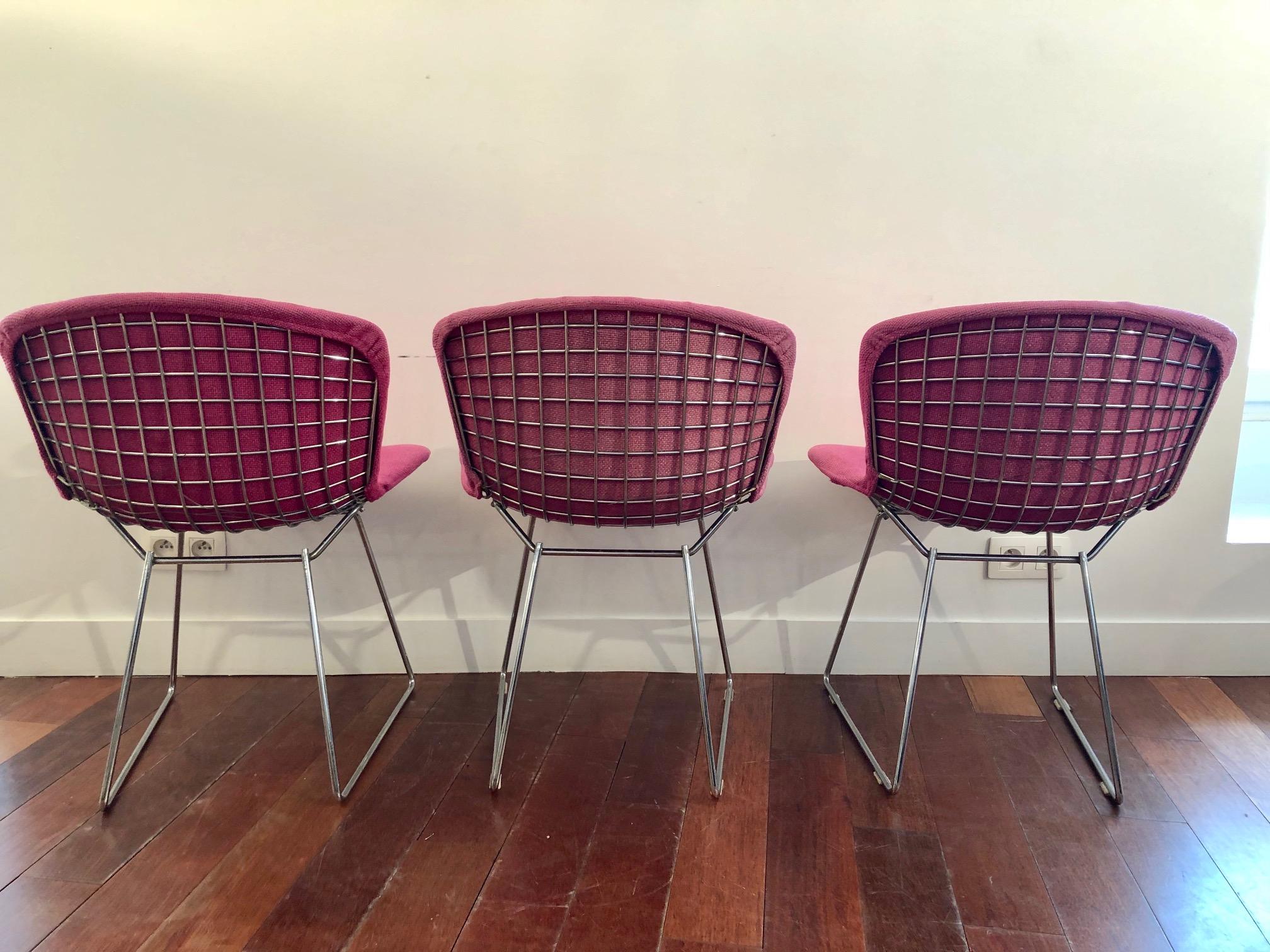 Mid-Century Modern Set of 3 Harry Bertoia Wire Chairs for Knoll International, circa 1950