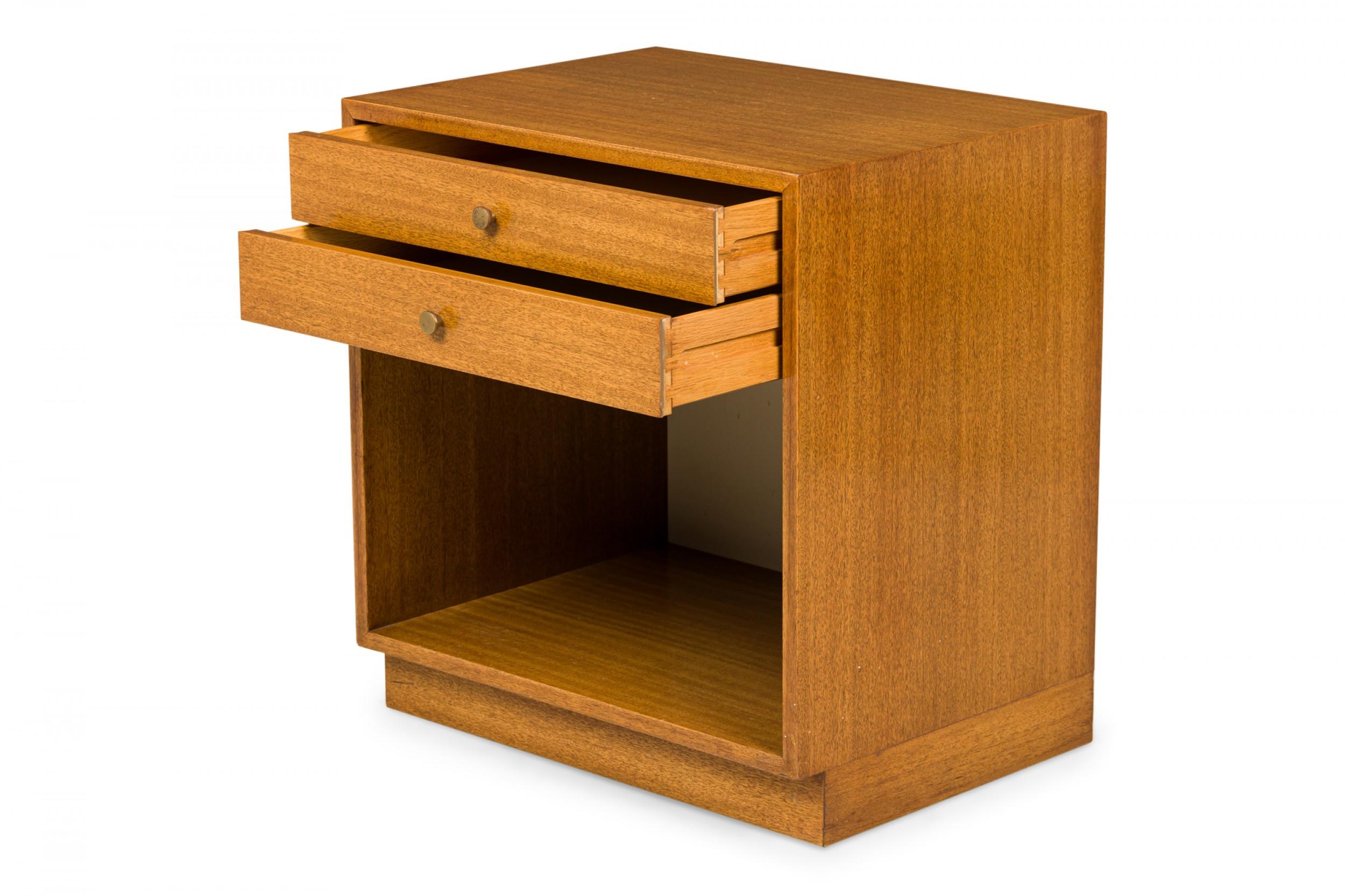20th Century Set of 3 Harvey Probber Wooden Two Drawer and Open Cabinet Nightstands For Sale