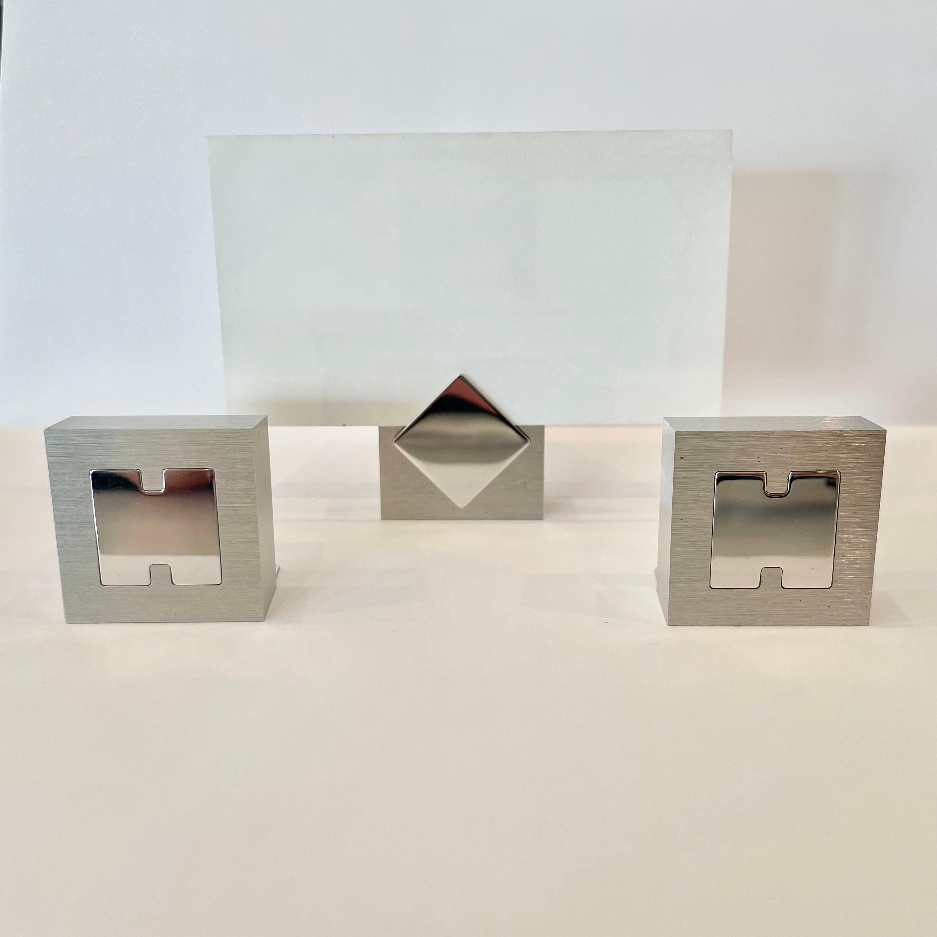 French Set of 3 Hermes Place Card Holders, 1990s France For Sale