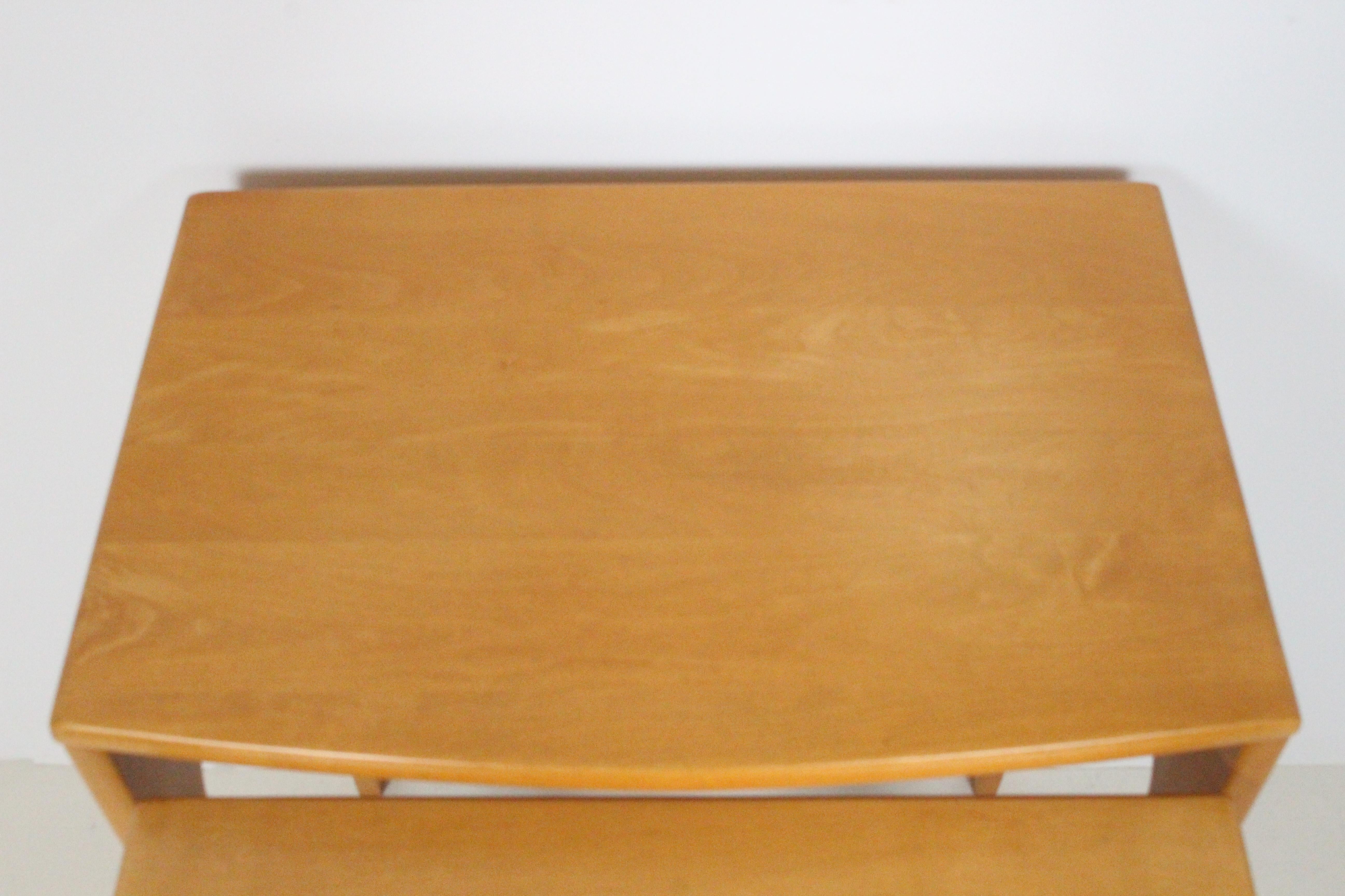 Set of 3 Heywood Wakefield Style Solid Maple Nesting Tables, 1950's 7