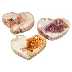 Set of 3 High-Grade All-Natural Pink Amethyst Hearts