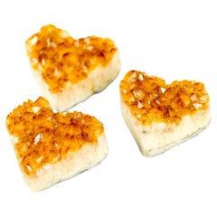 Set of 3 High-Grade Citrine Hearts,  Table and Energetic Crystal Decor 