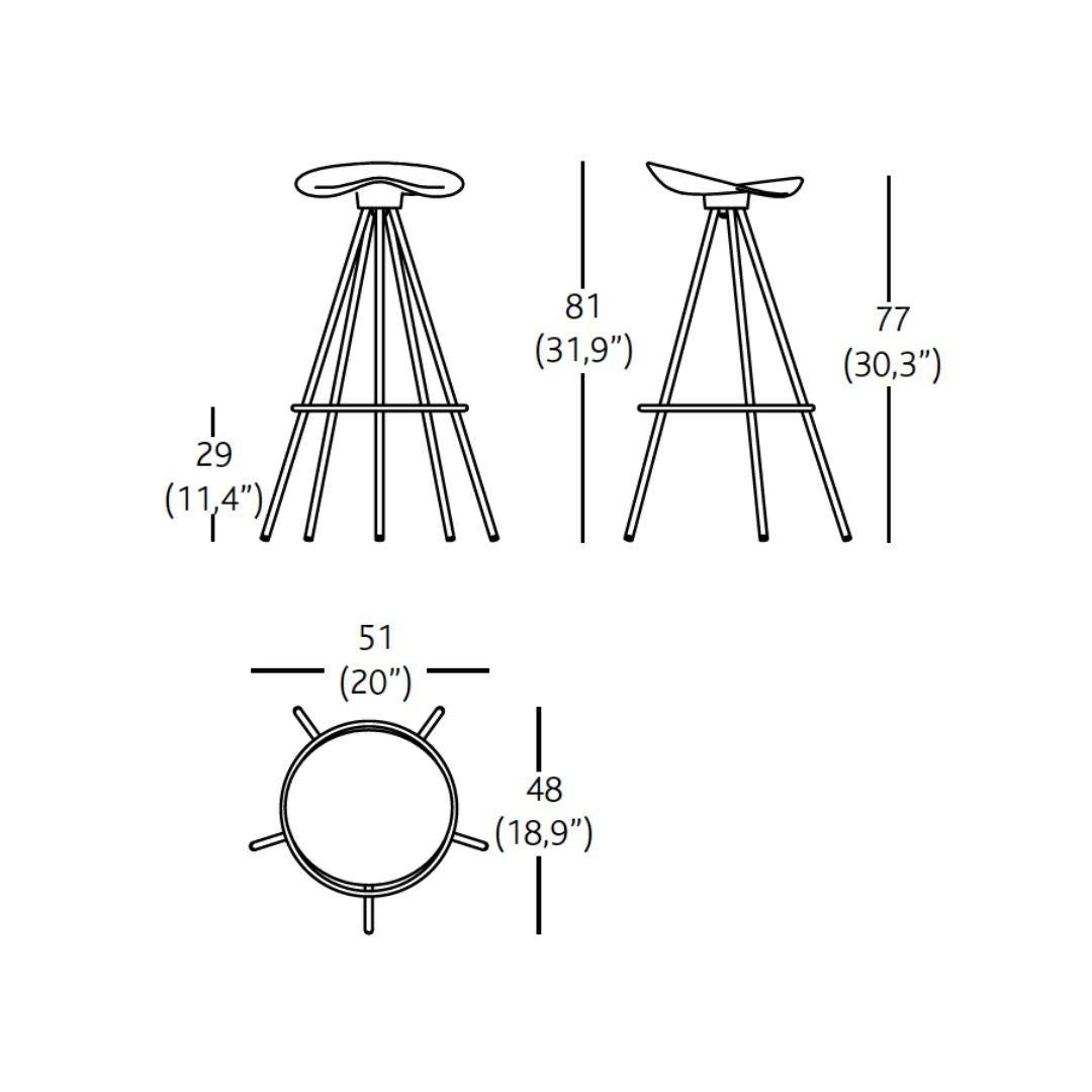 Modern Set of 3 High Jamaica Bar Stool Aluminium Seat and Chromed Steel by Pepe Cortés For Sale