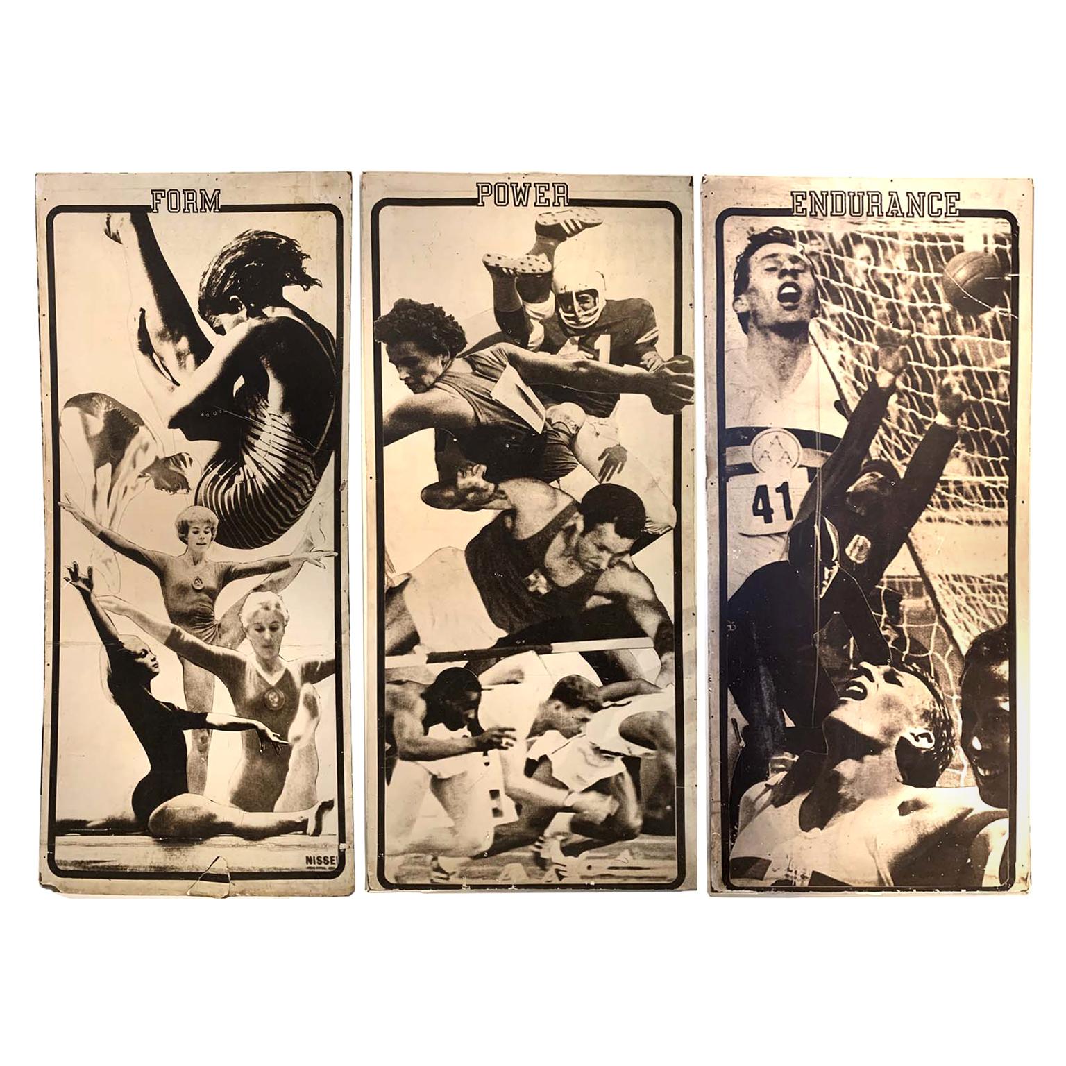 Set of 3 Huge Vintage Sport Poster Boards