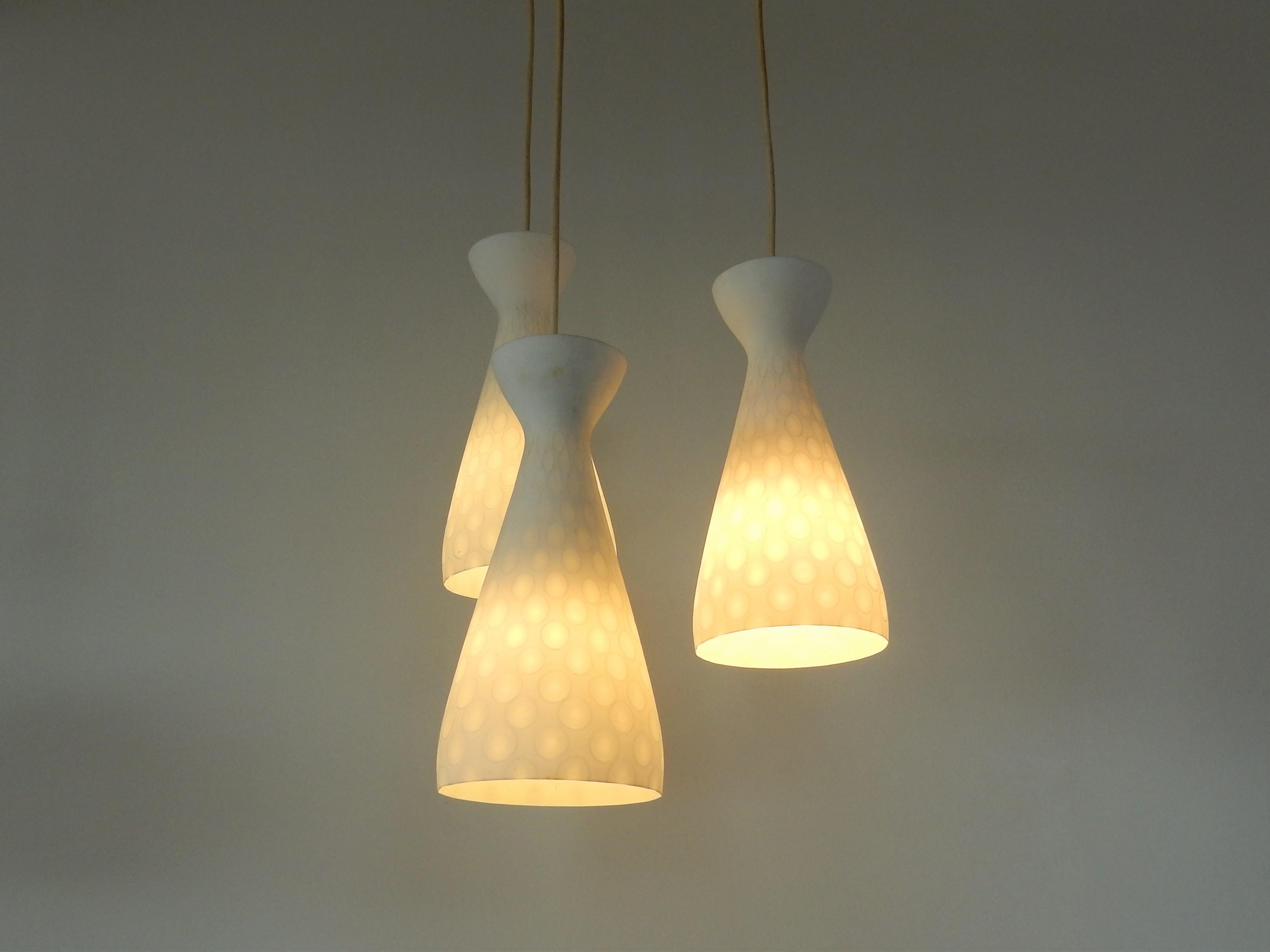 Set of 3 Ibiza pendant lamps by Aloys Gangkofner for Peill & Putzler In Good Condition In Steenwijk, NL
