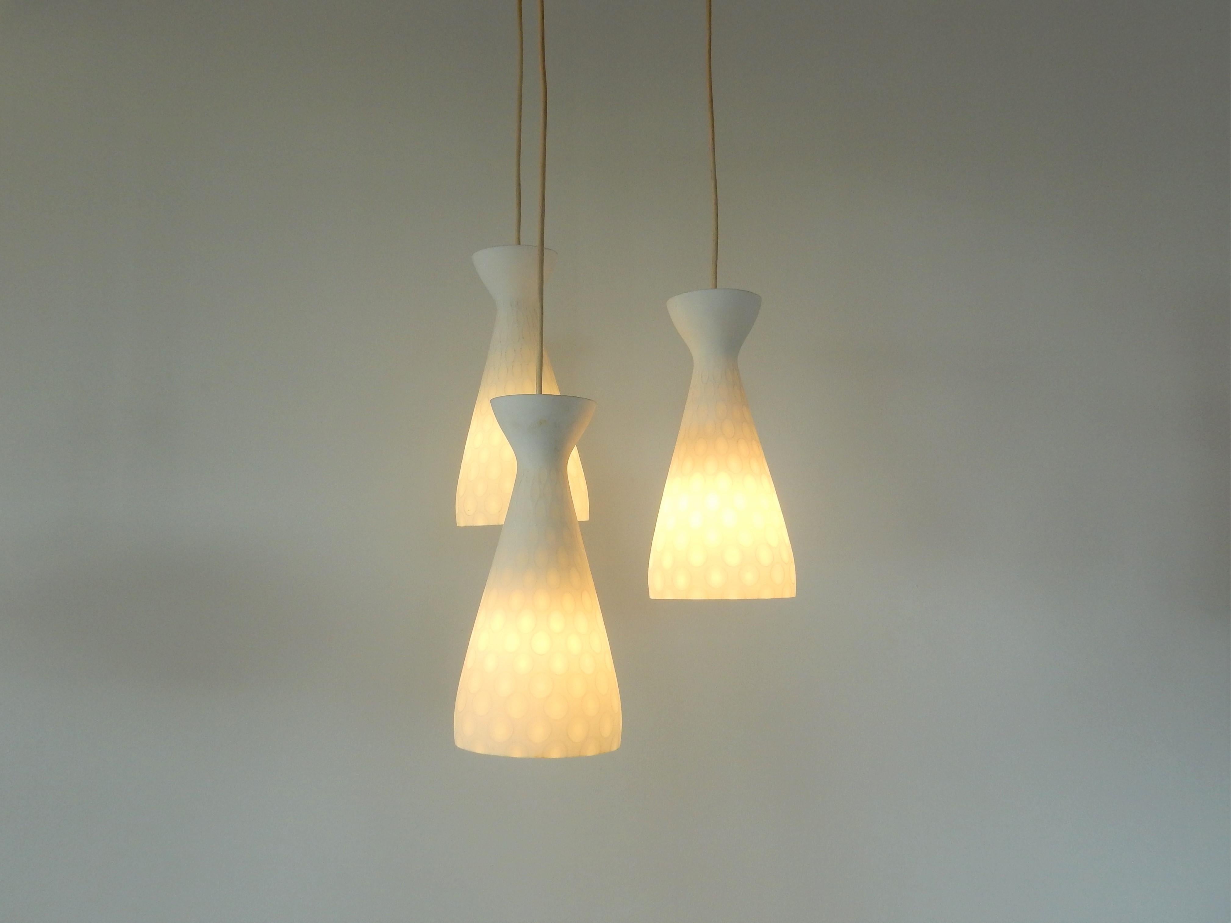 Mid-20th Century Set of 3 Ibiza pendant lamps by Aloys Gangkofner for Peill & Putzler