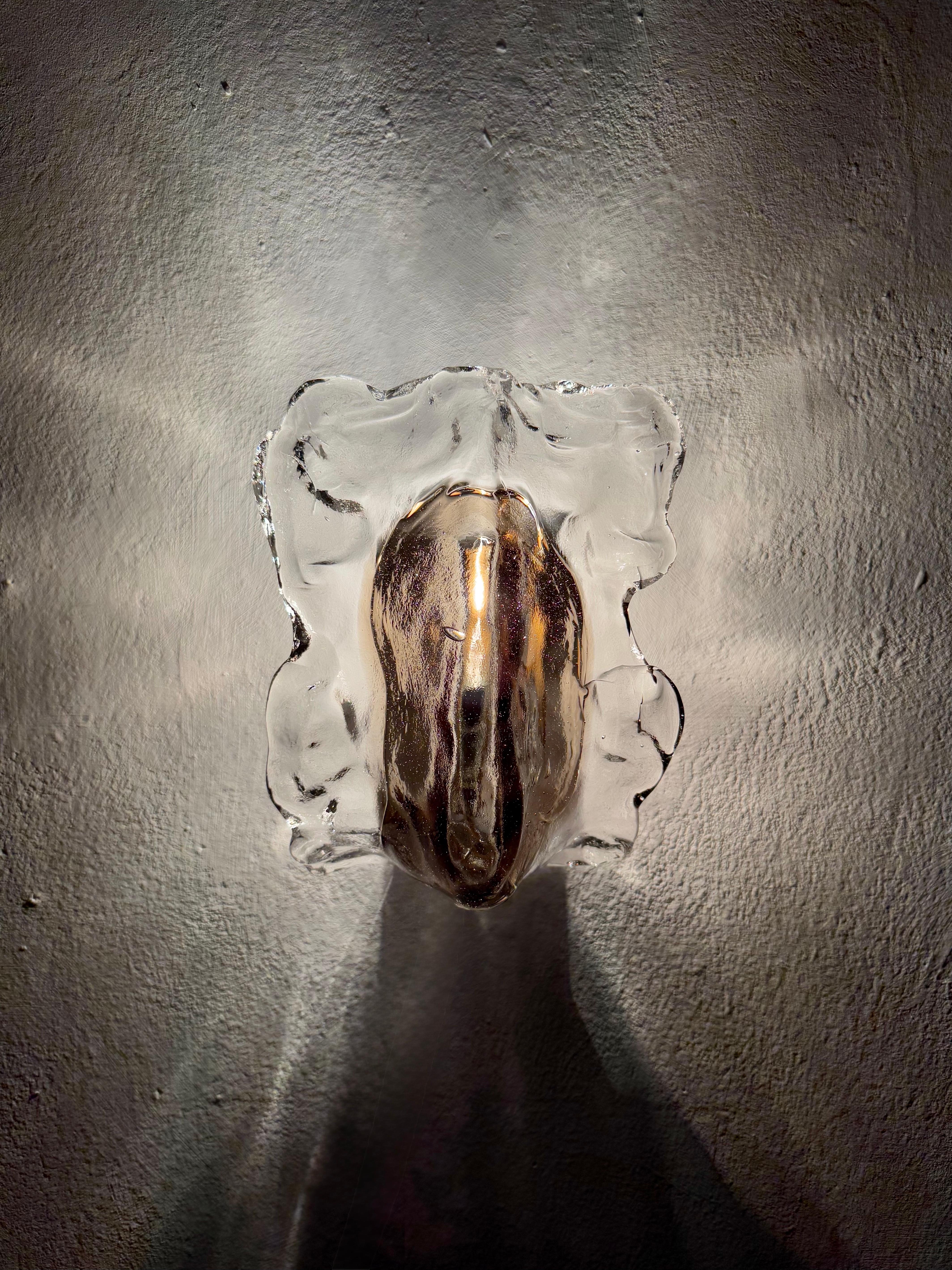 Set of 3 Ice Glass Wall Lamps by J.T. Kalmar For Sale 2