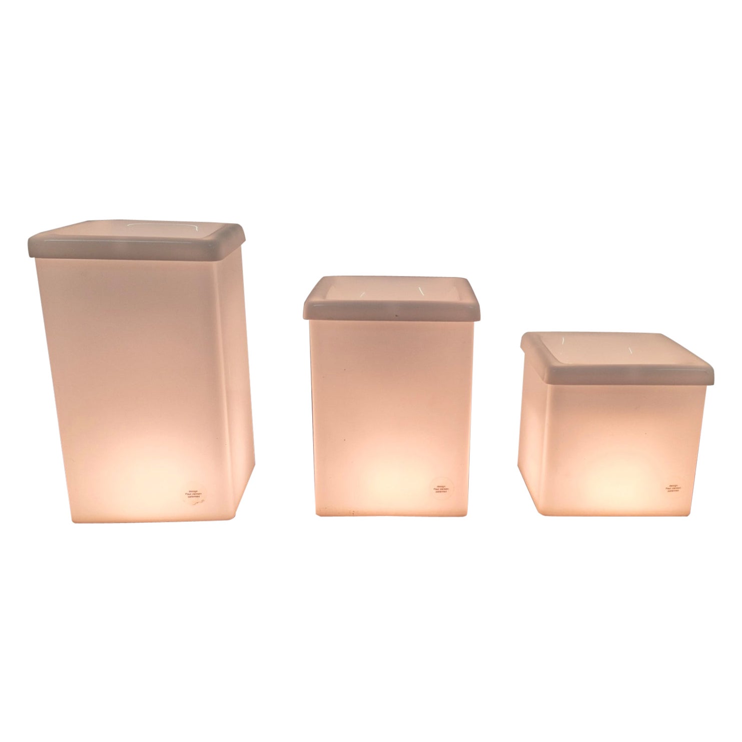 Set di 3 fioriere illuminate di Paul Jansen, Belgio, anni '70