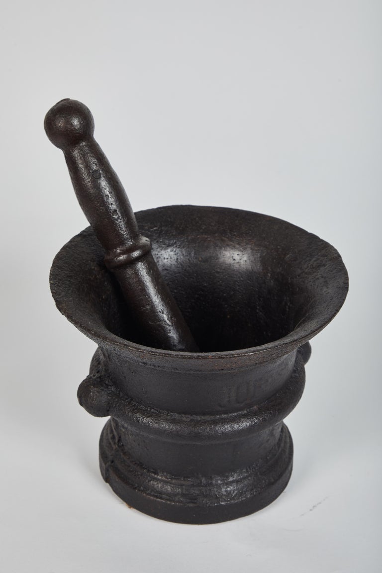 Set of 3 Indonesian Cast Iron Mortar and Pestle For Sale Set of 3 Indonesian Cast Iron Mortar and Pestle For Sale