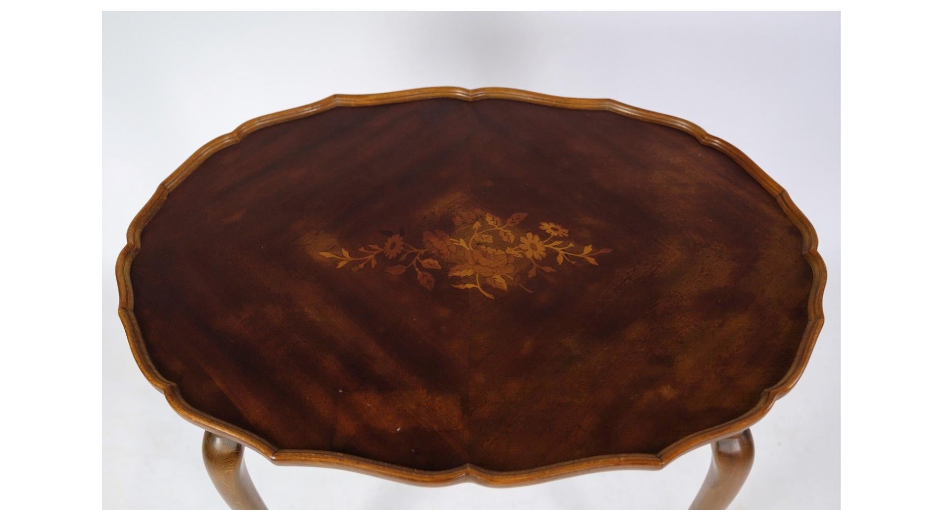 Mid-Century Modern Set Of 3 Insert Tables With Neo-Rococo-style Marquetry From 1960s For Sale