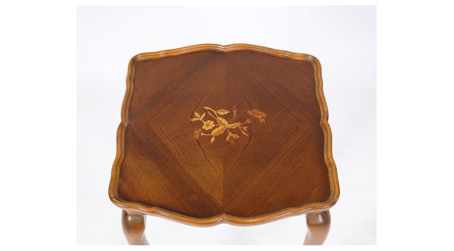 Mid-20th Century Set Of 3 Insert Tables With Neo-Rococo-style Marquetry From 1960s For Sale
