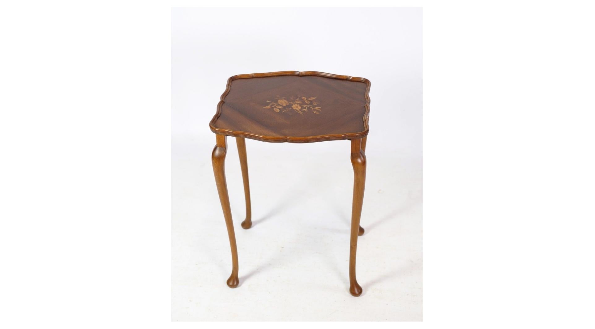 Wood Set Of 3 Insert Tables With Neo-Rococo-style Marquetry From 1960s For Sale
