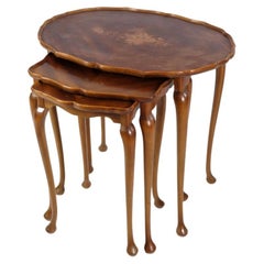 Set of 3 Insert Tables with Neo-Rococo-style Marquetry from Around the 1960s