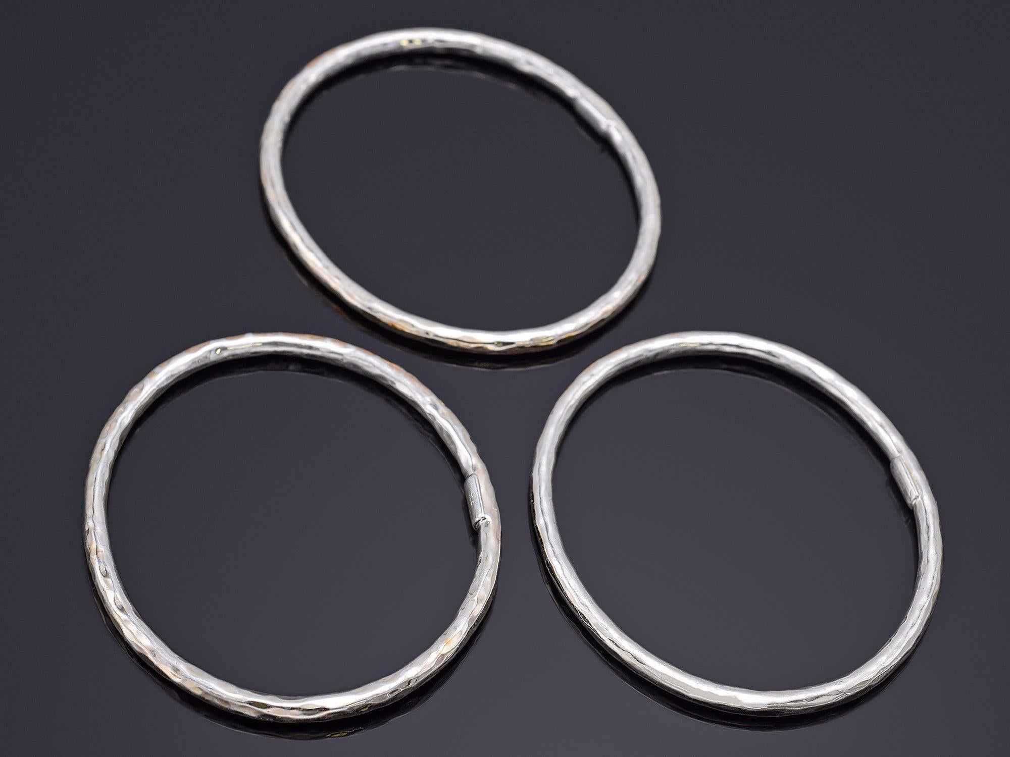Ensemble de 3 bracelets jonc Ippolita Fatto A Mano en argent sterling martelé 58.6G Pour femmes en vente