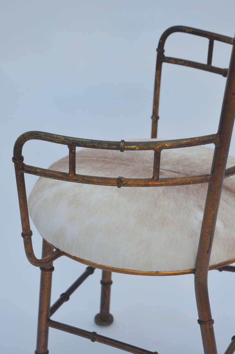 Mid-20th Century Set of 3 Iron and Calf Hide Armchairs