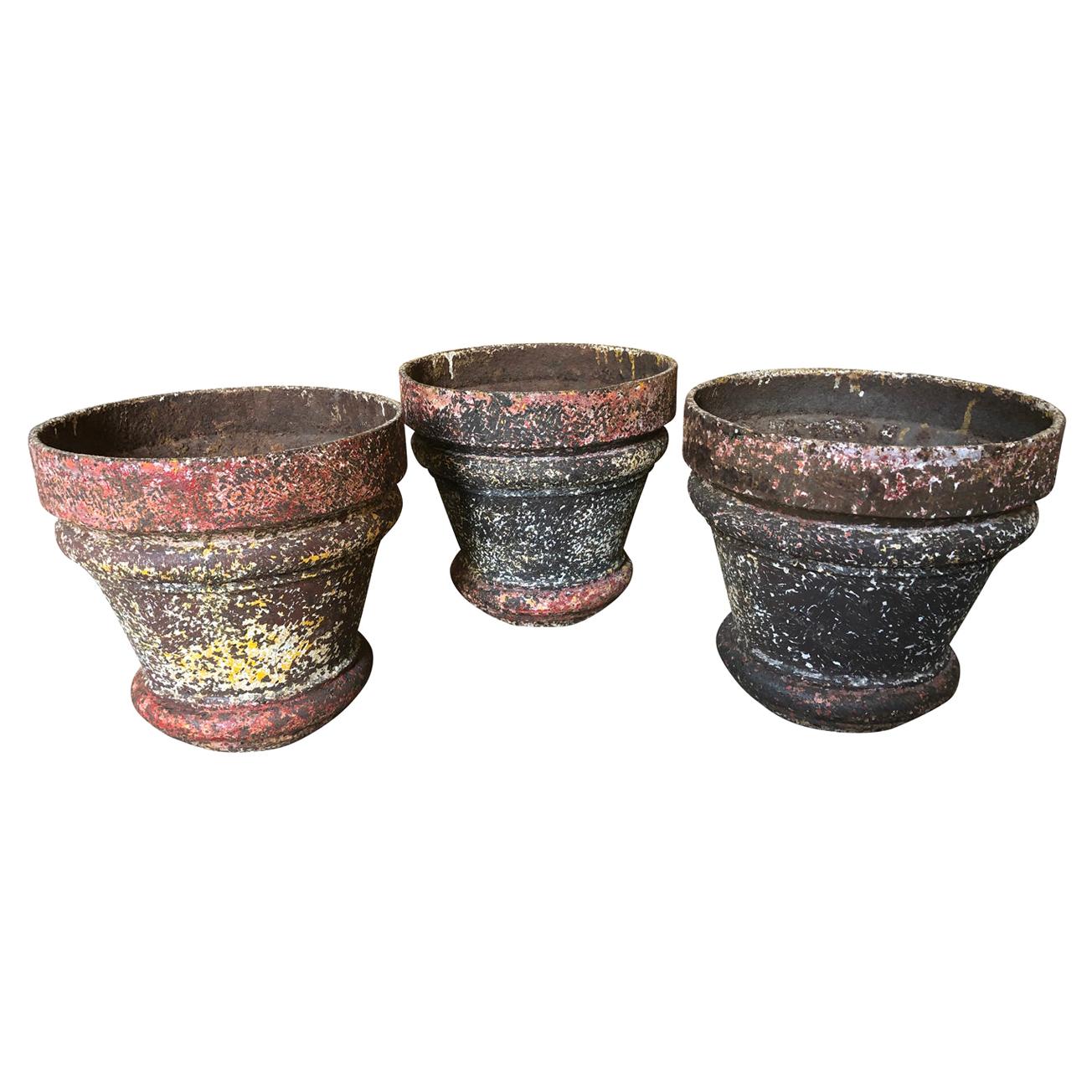 Set of 3 Iron Jardinieres, Cache Pots