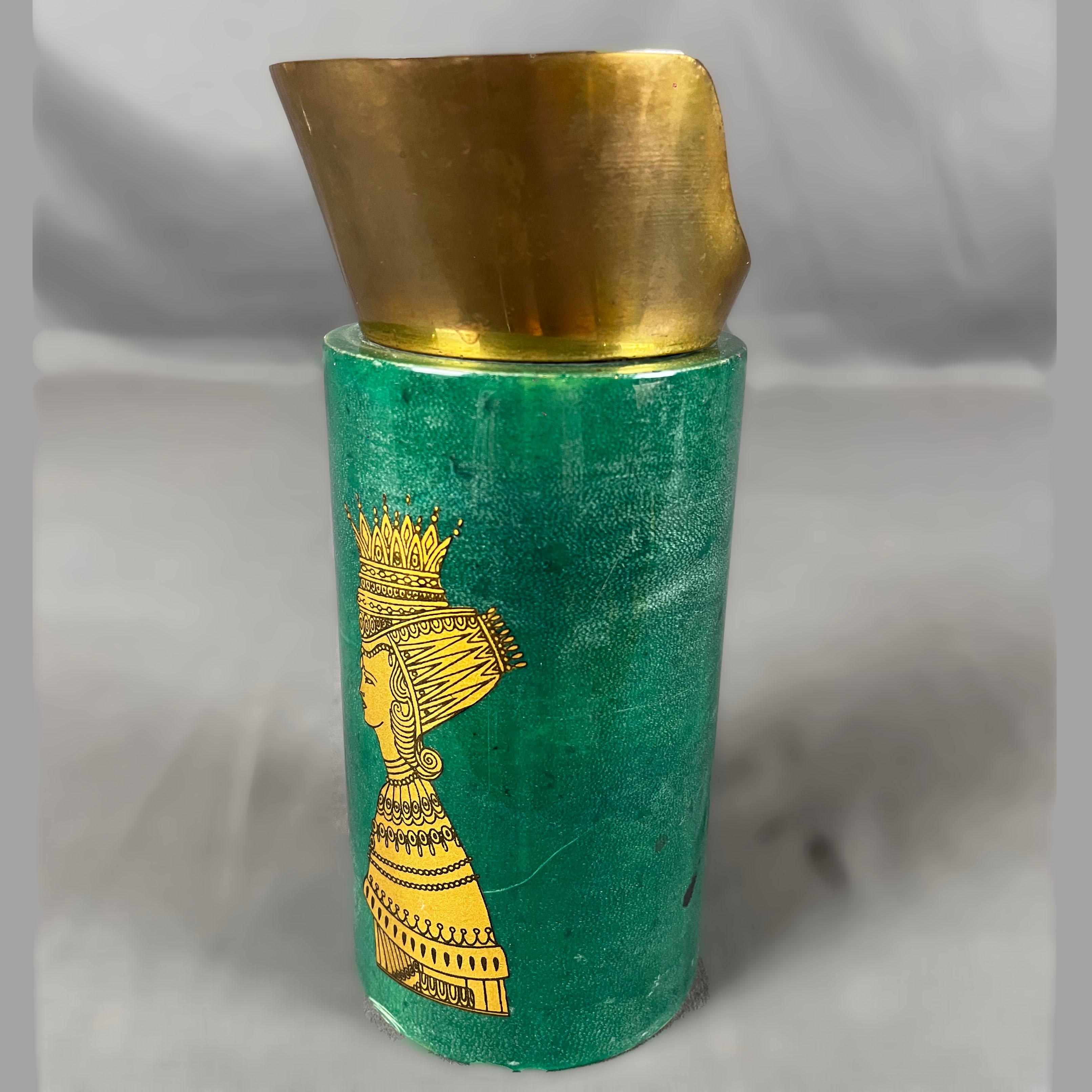 Juego de 3 cubiertos italianos de piel de cabra y latón de Aldo Tura de los años 60 en venta 3