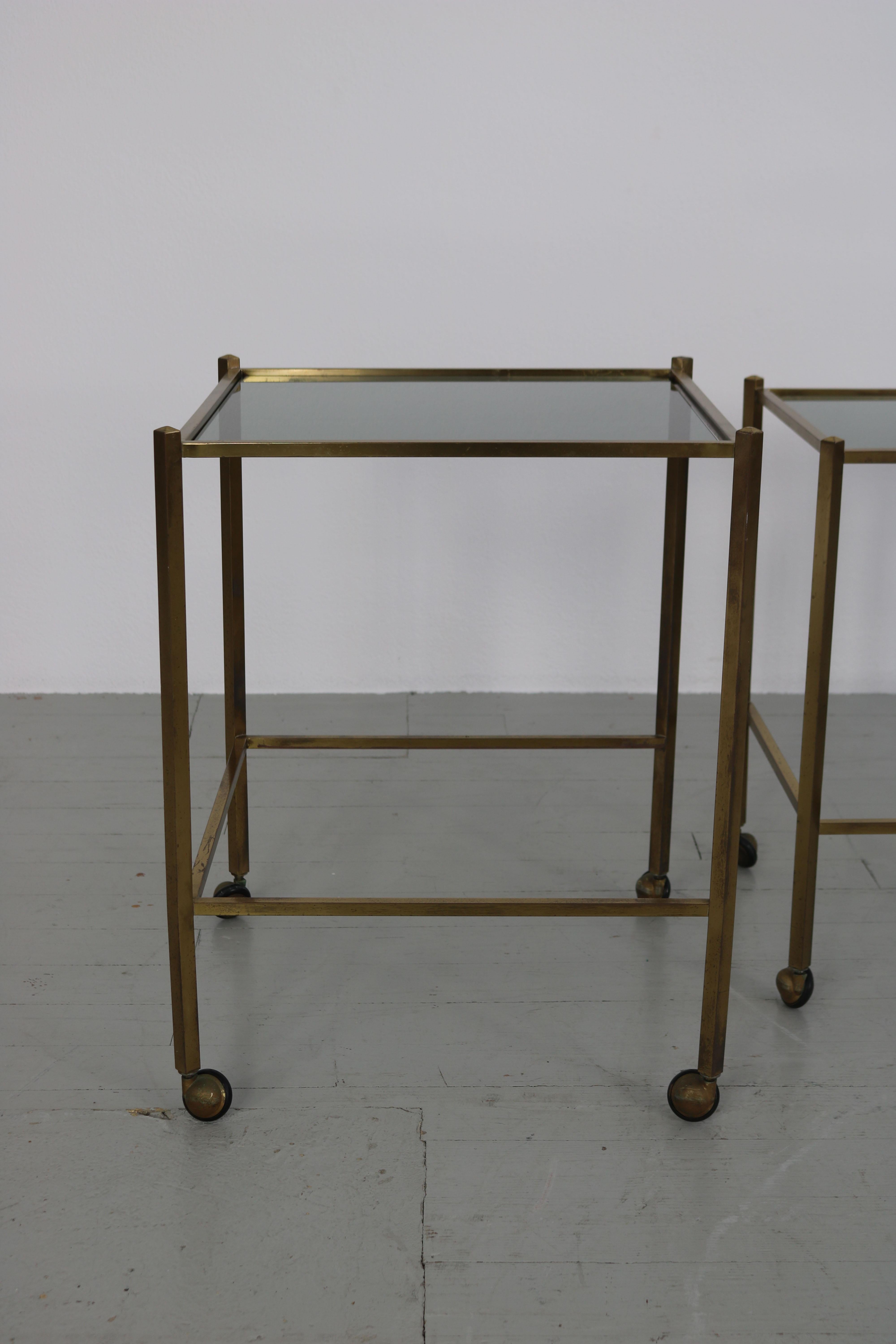 Set of 3 Italian Brass Sofa Tables, 1970s 5