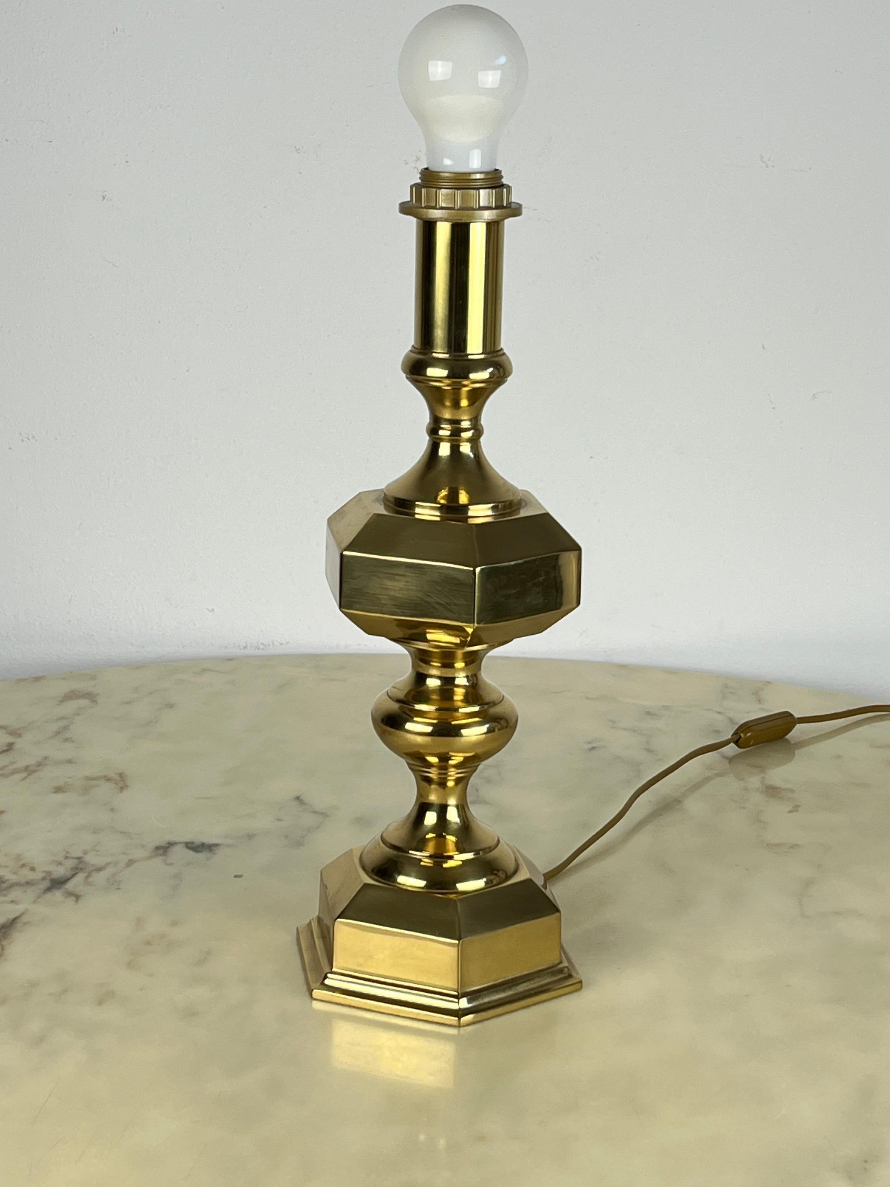 Set of 3 Italian Brass Table Lamps, 1980s For Sale 6