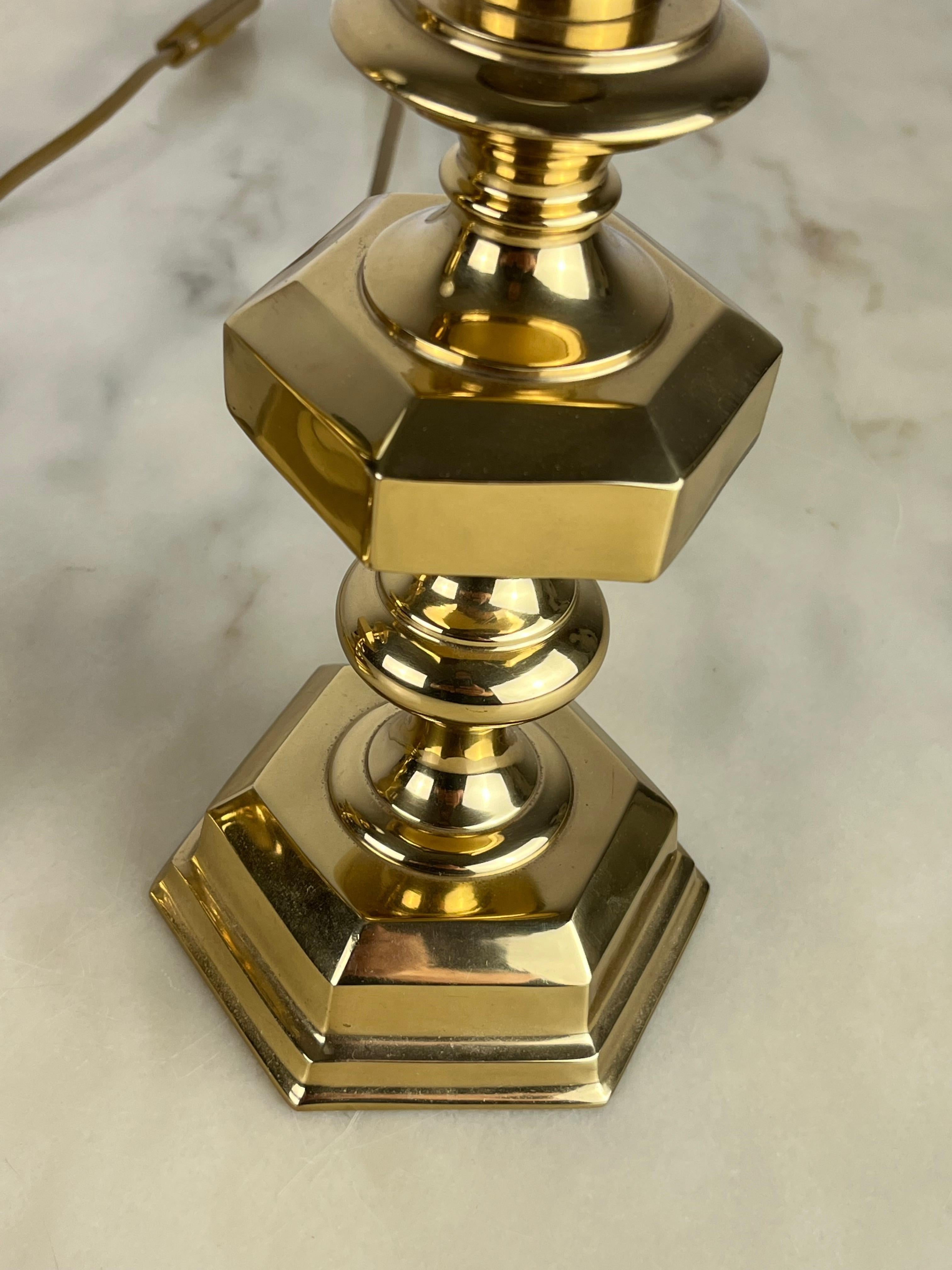 Set of 3 Italian Brass Table Lamps, 1980s For Sale 2