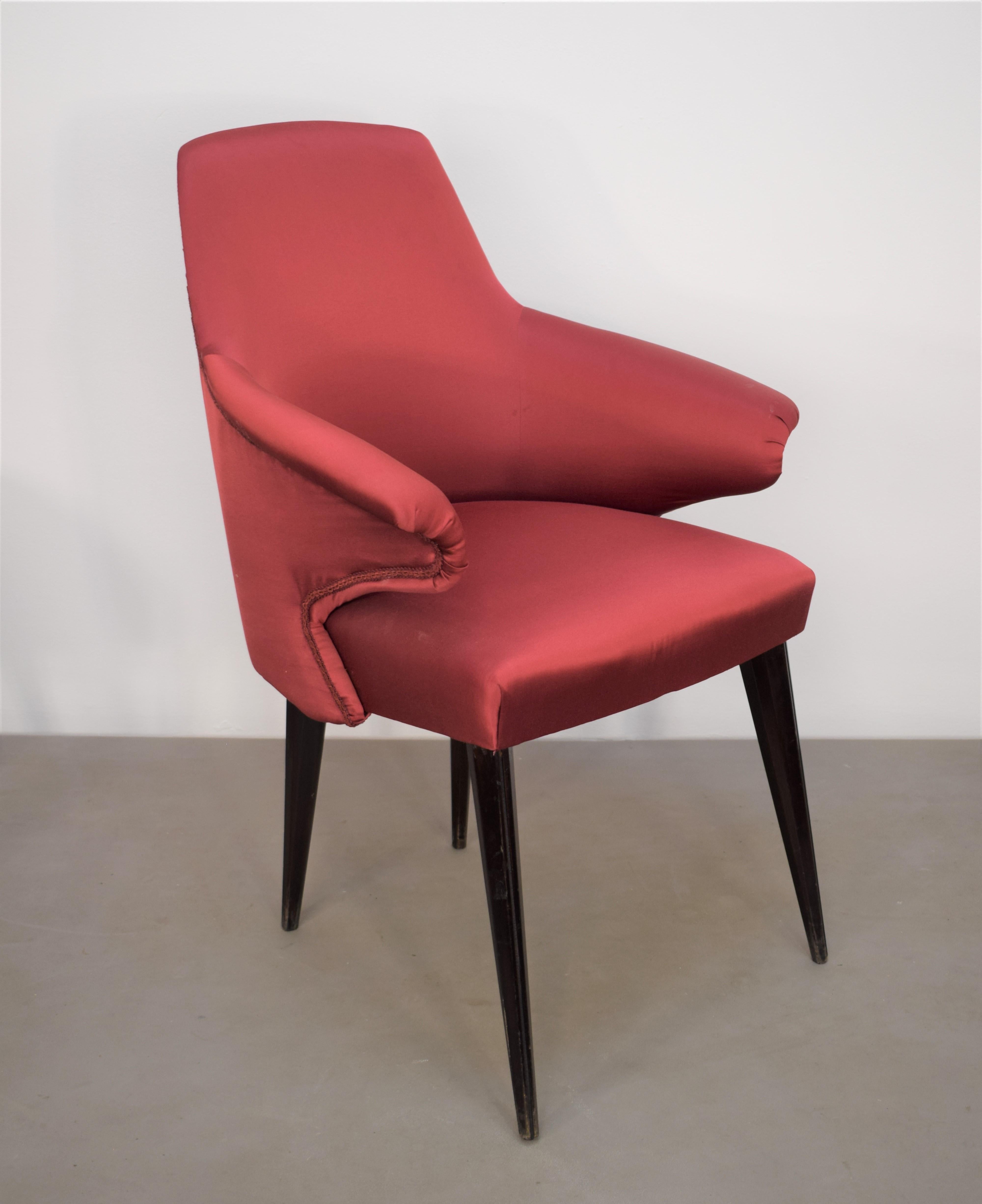 Mid-20th Century Set of 3 Italian Chairs, Osvaldo Borsani Style, 1960s For Sale