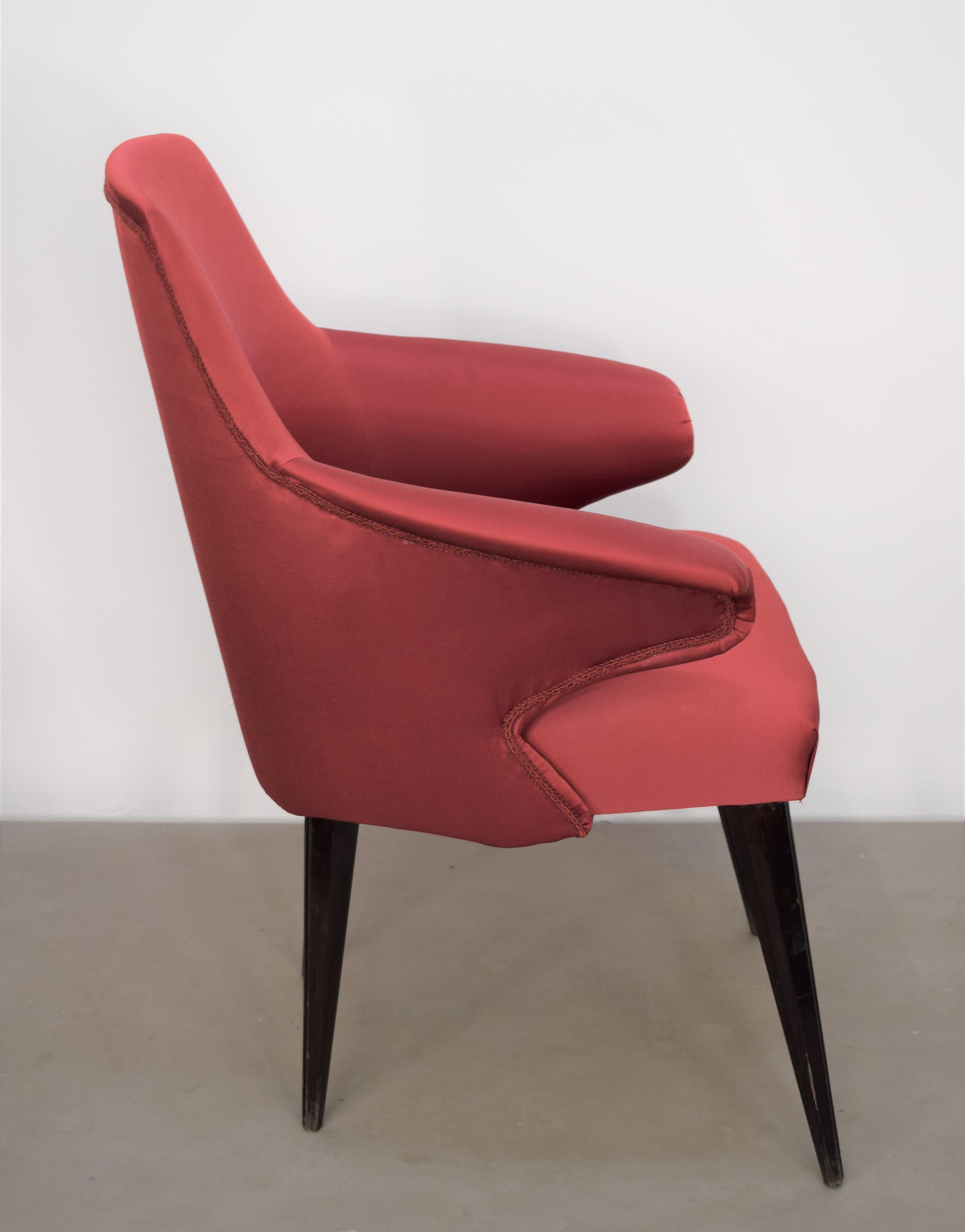 Wood Set of 3 Italian Chairs, Osvaldo Borsani Style, 1960s For Sale