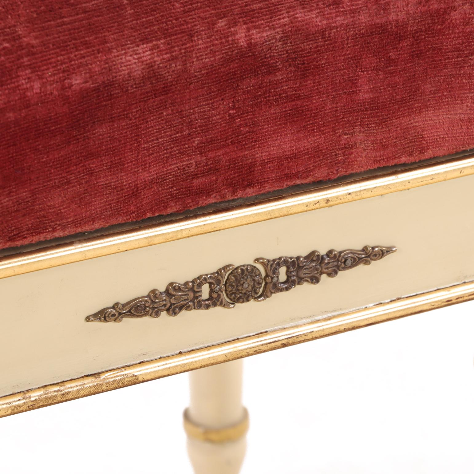 XIXe siècle Ensemble de 3 tabourets peints et en bois doré de style Empire italien, C.1890. en vente