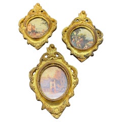 Set of 3 Italian Florentine Gilt Wood Art Frames Circa 1950's