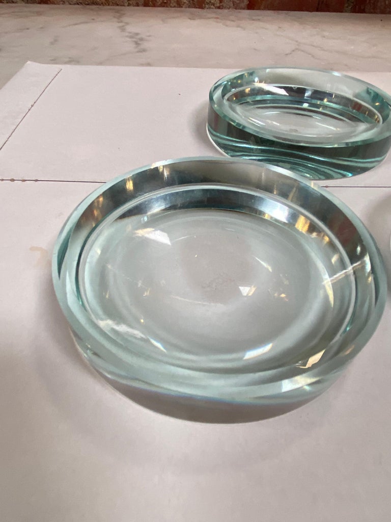 Set of 3 Italian Glass Ashtray, 1970s at 1stDibs