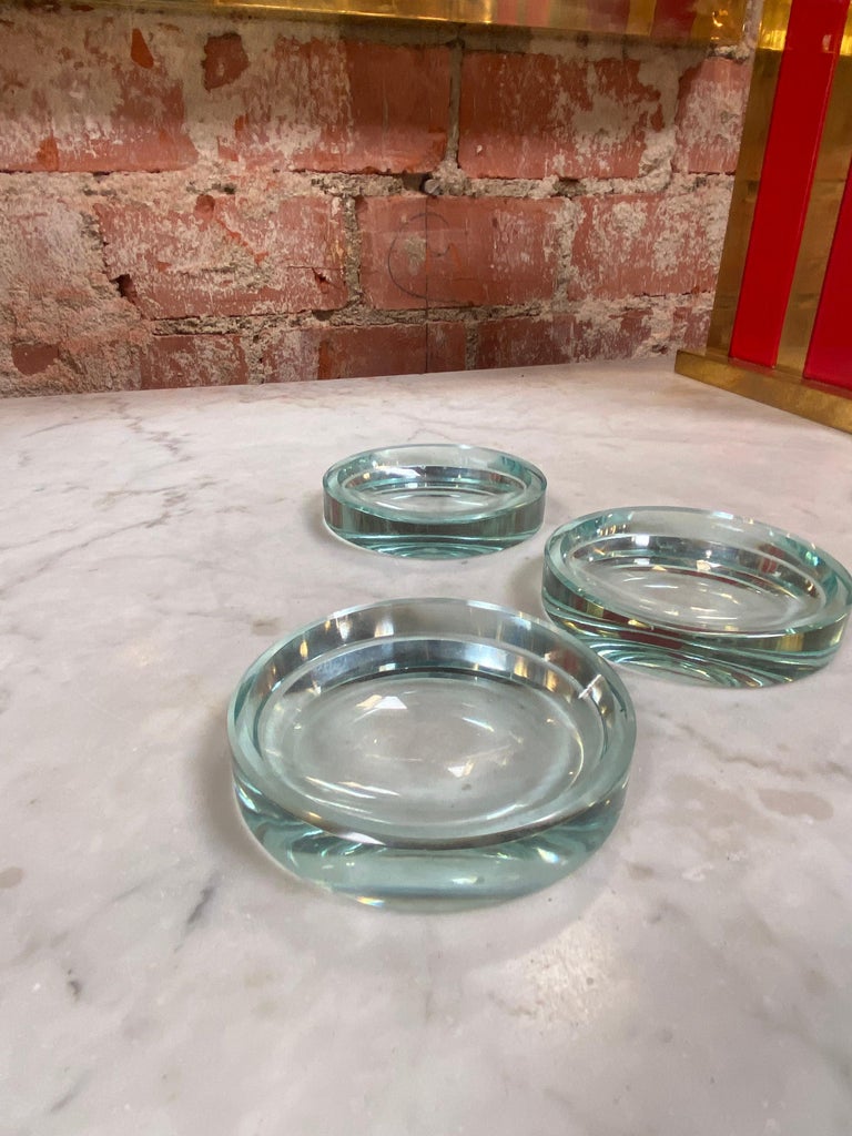 Set of 3 Italian Glass Ashtray, 1970s at 1stDibs