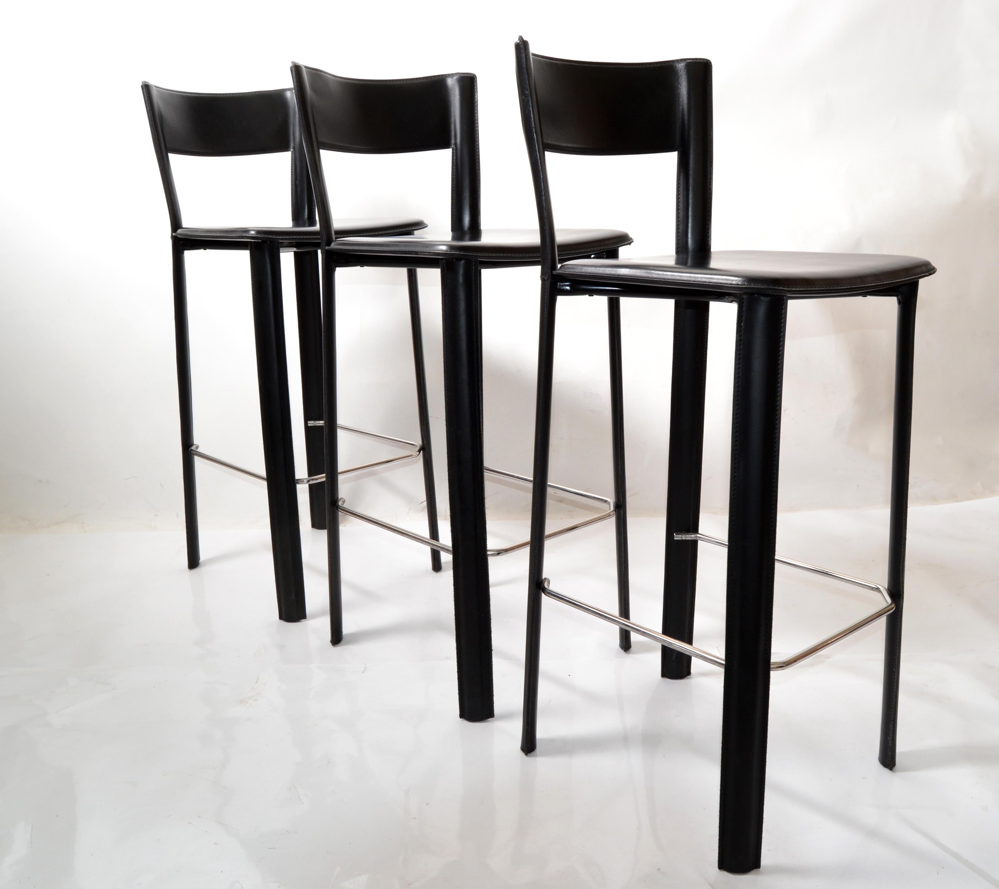 black leather stools