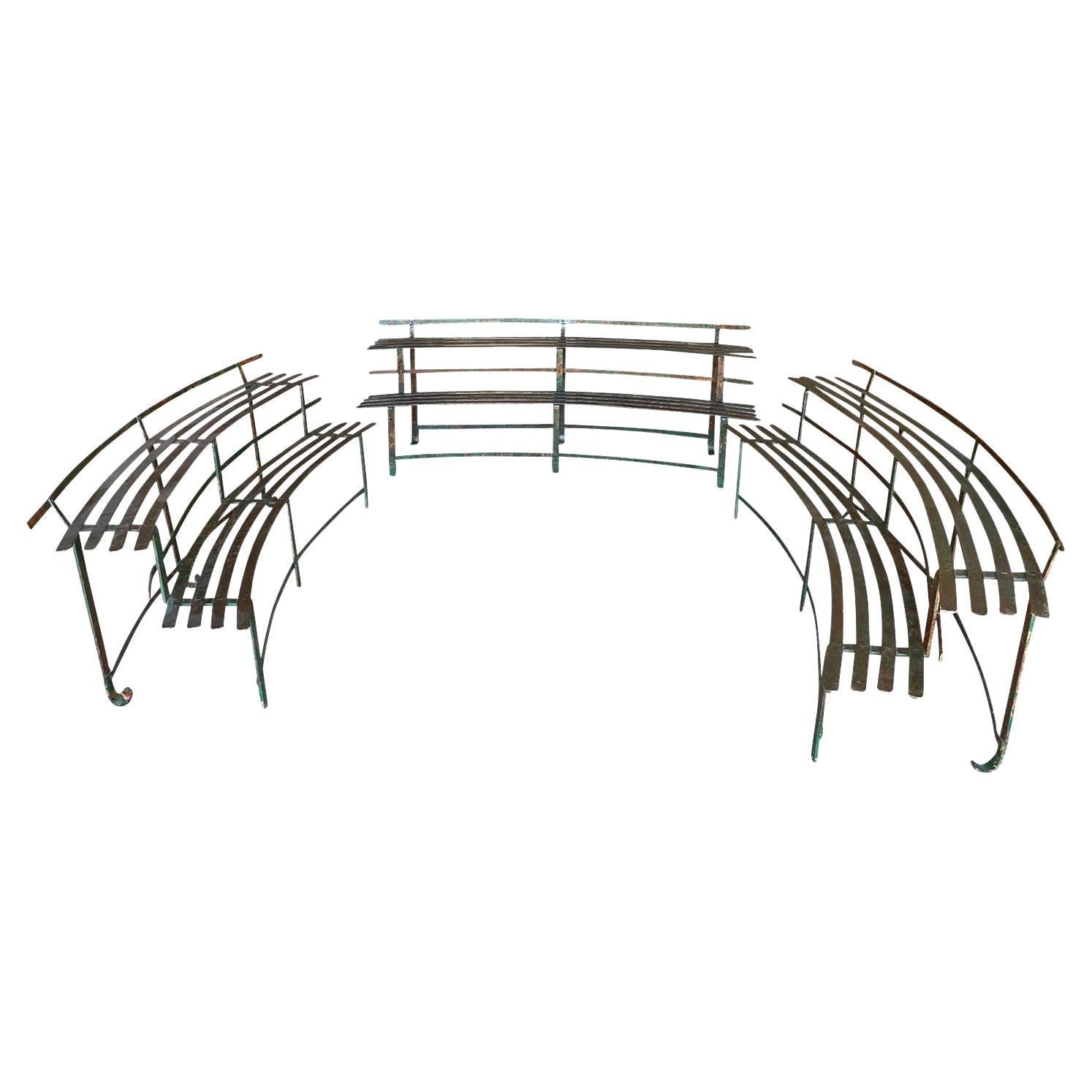Set Of 3 Italian Iron Plant Display Benches For Sale