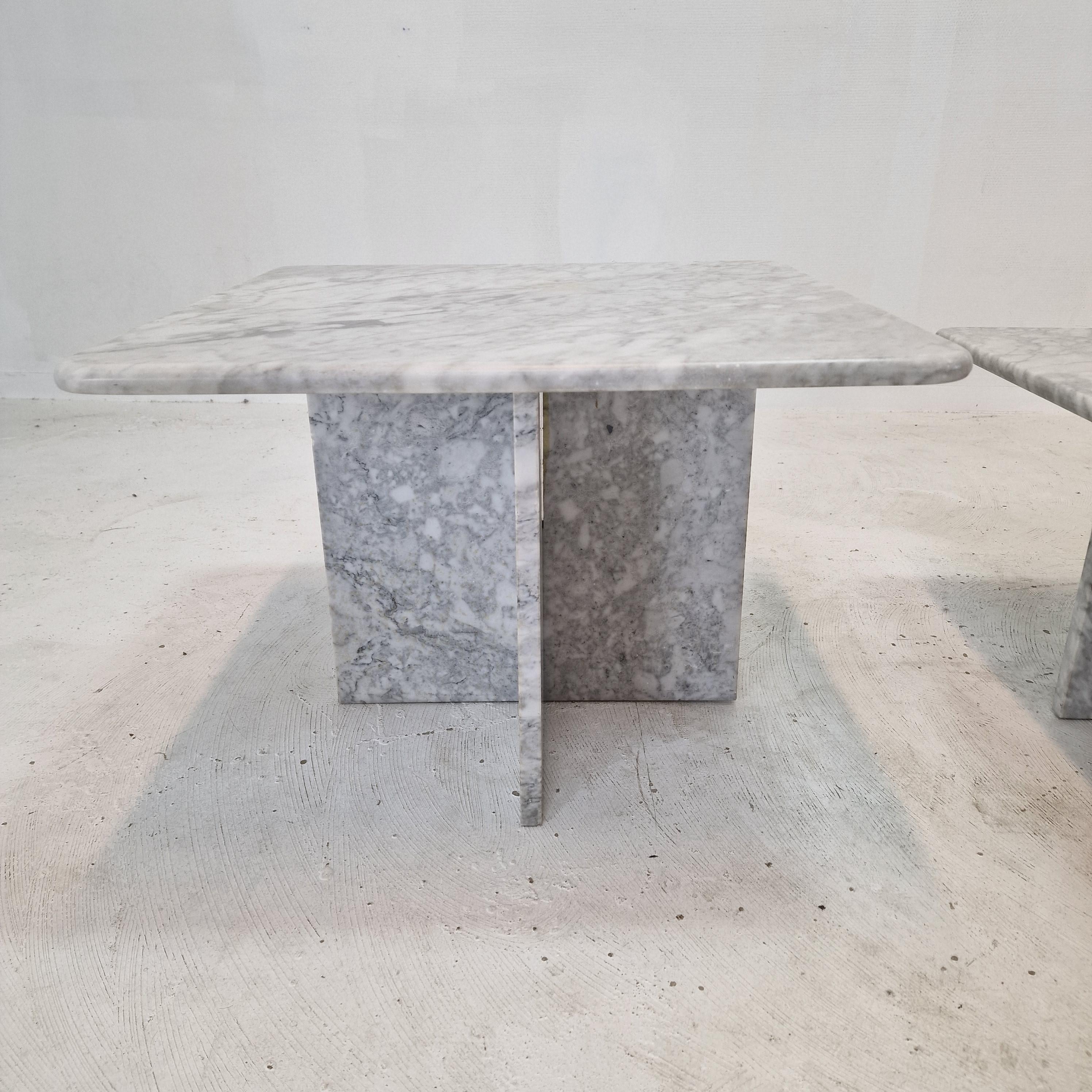 Ensemble de 3 tables basses ou d'appoint en marbre italien, années 1970 en vente 4