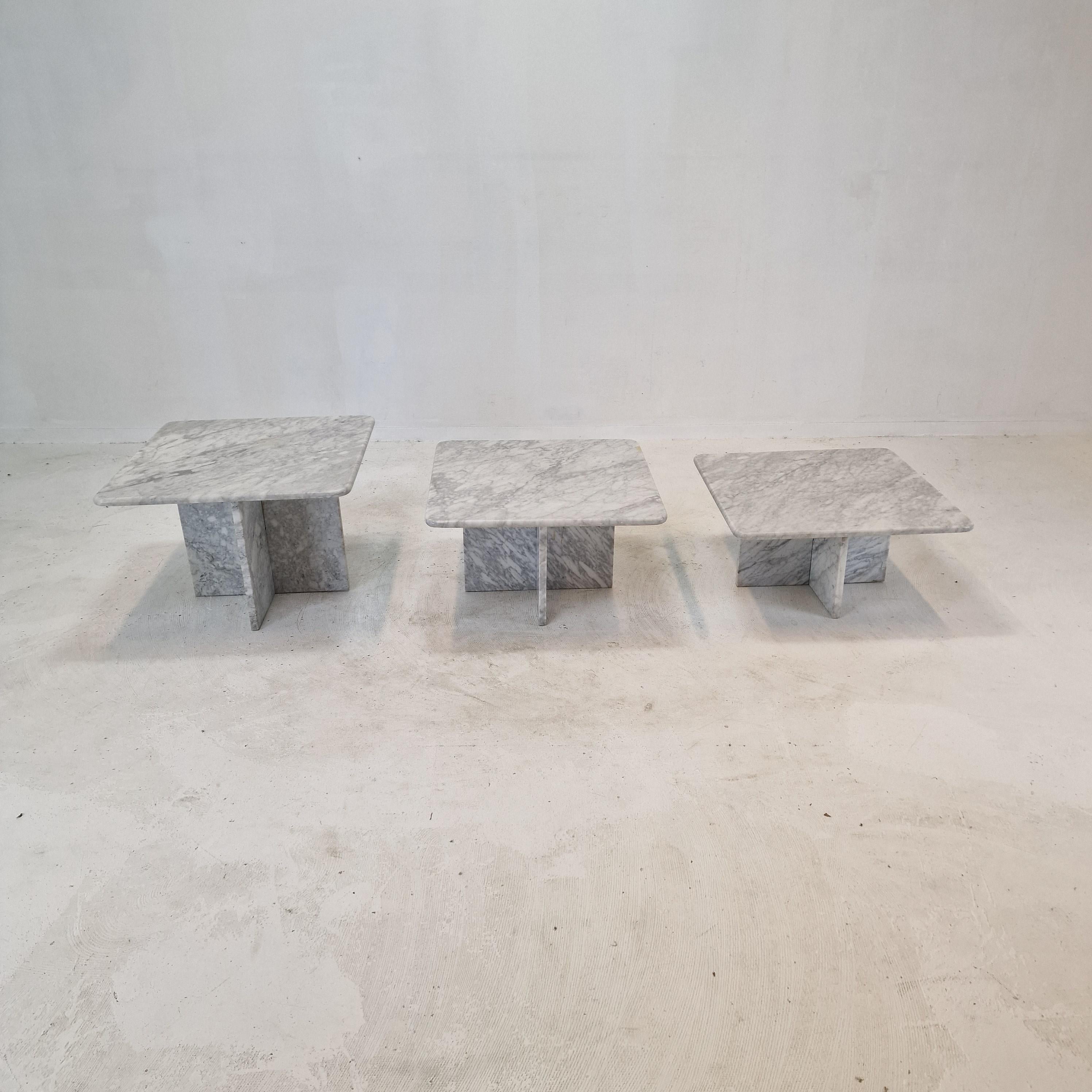 Set of 3 Italian Marble Coffee or Side Tables, 1970s In Good Condition For Sale In Oud Beijerland, NL